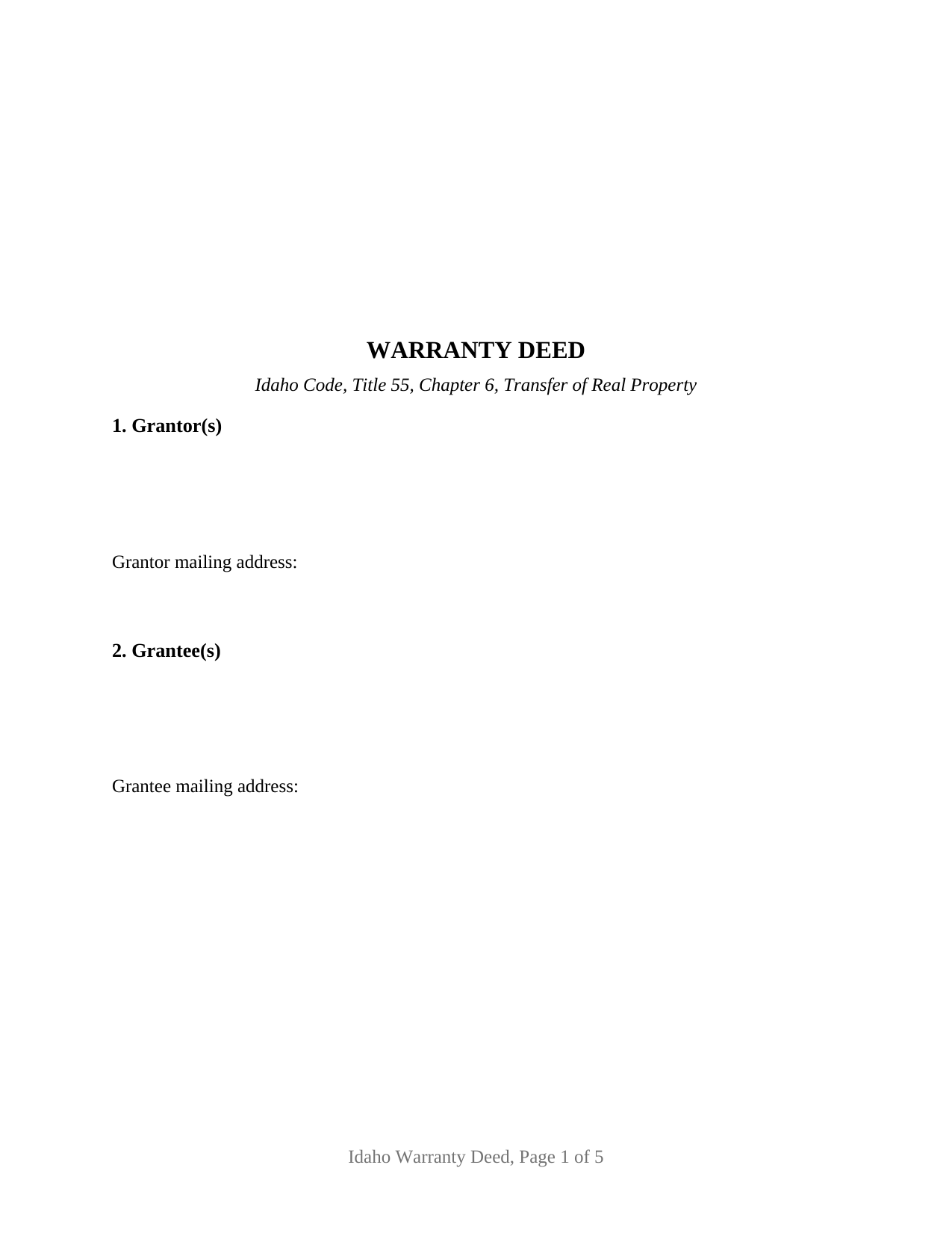 Ada County Warranty Deed Form