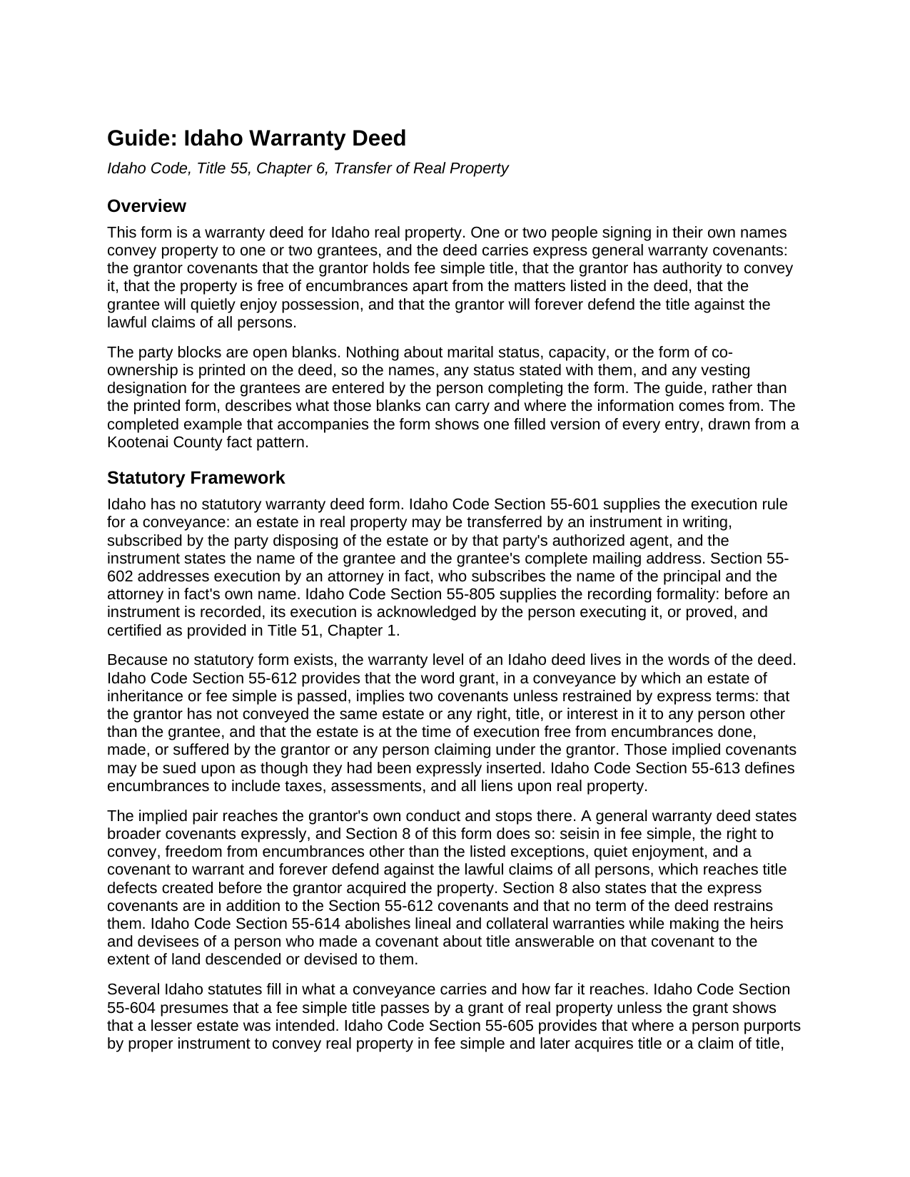 Ada County Warranty Deed Guide