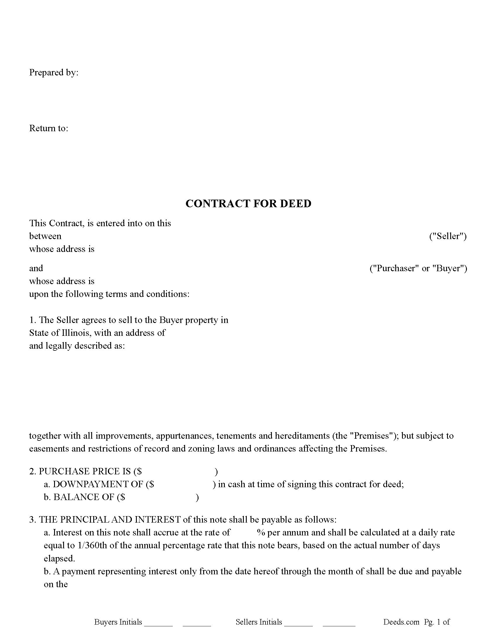 Cumberland County Contract for Deed Form