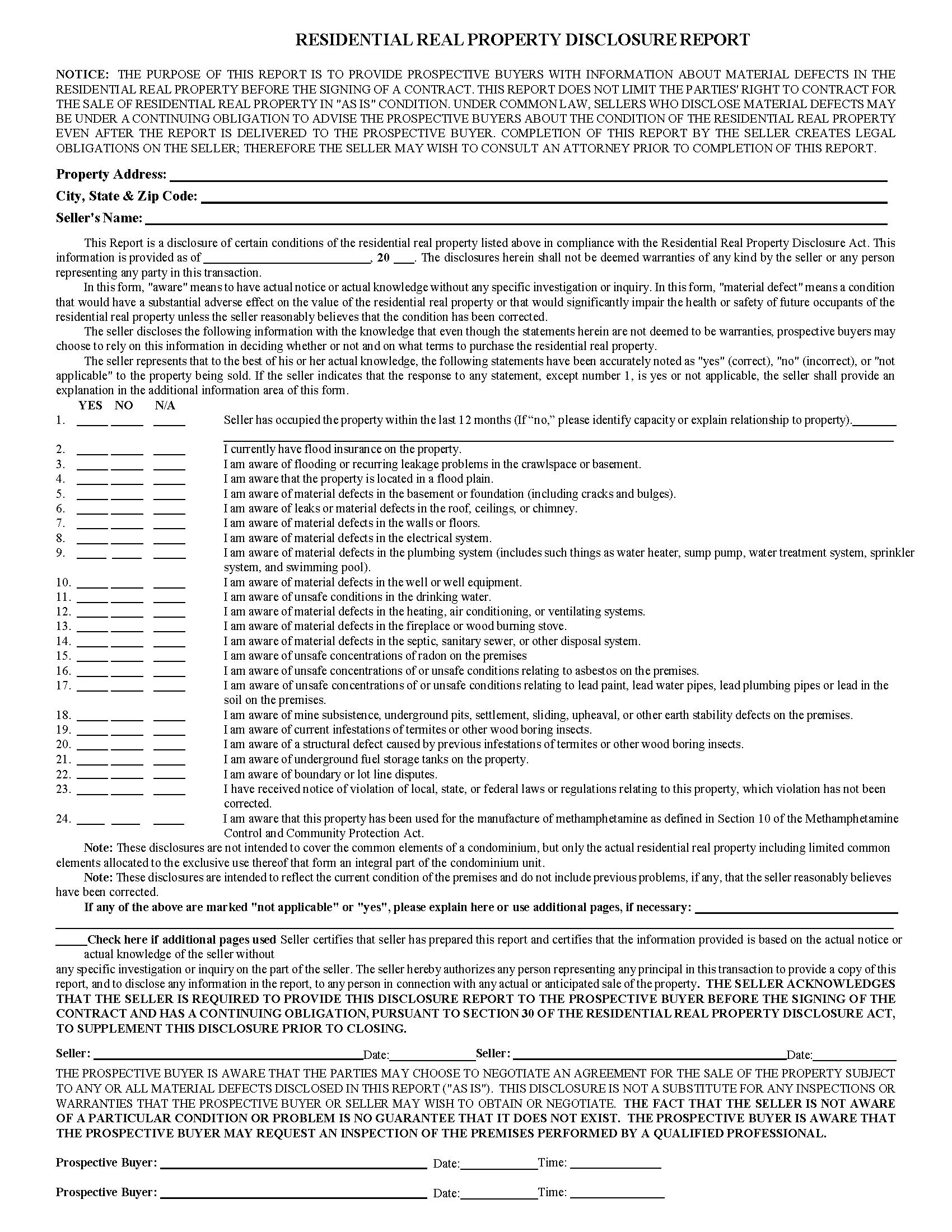 Cumberland County Real Property Disclosure Form