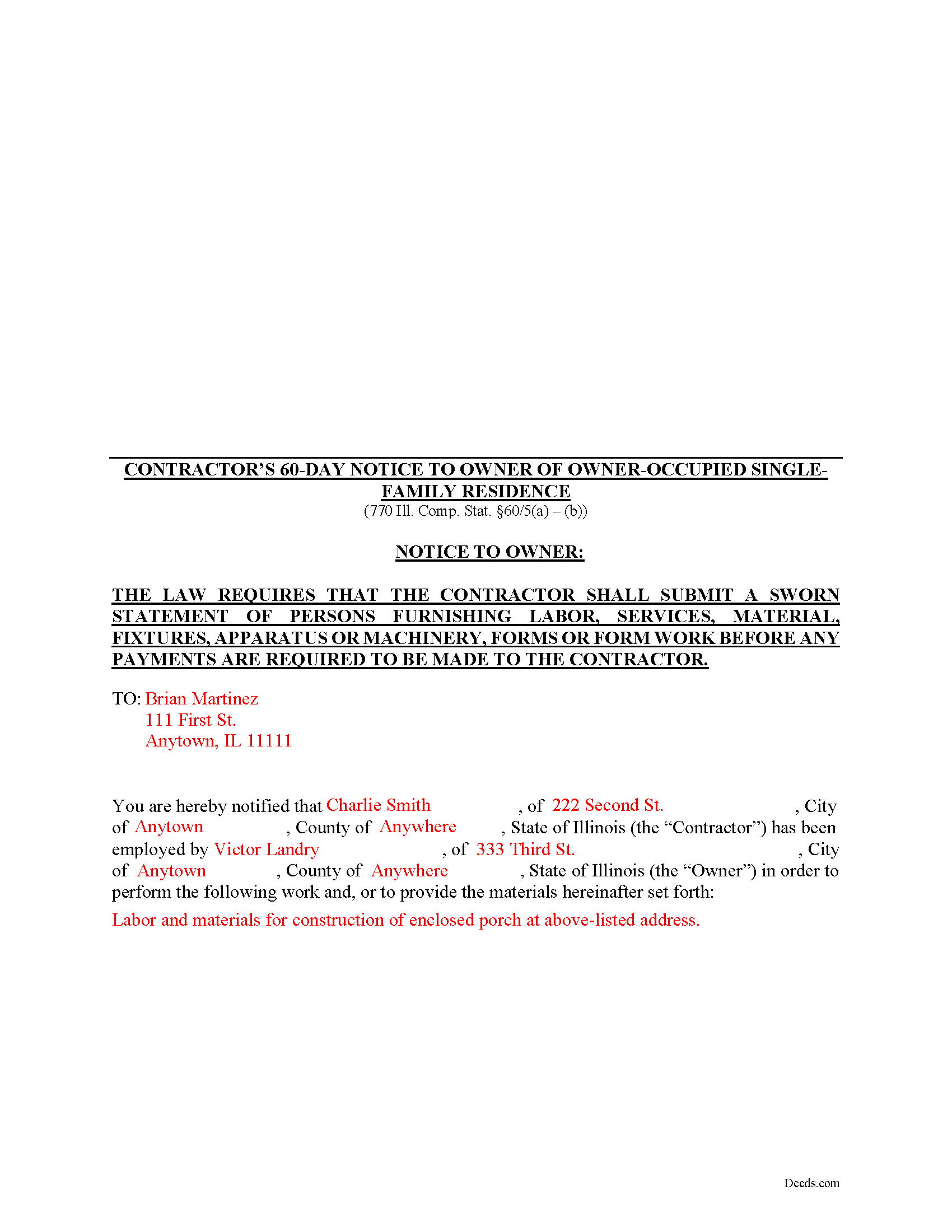 Pulaski County Completed Example of the Contractor Notice Document
