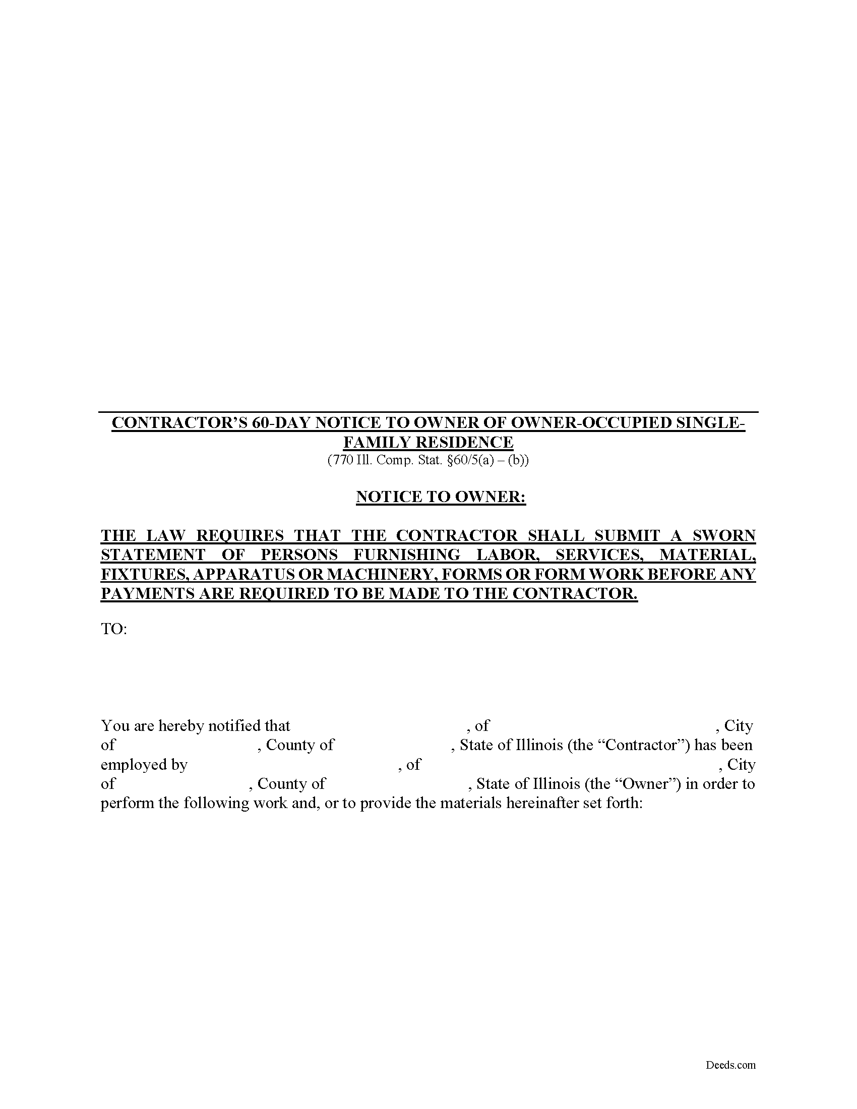Pulaski County Contractor 60-Day Residential Notice Form