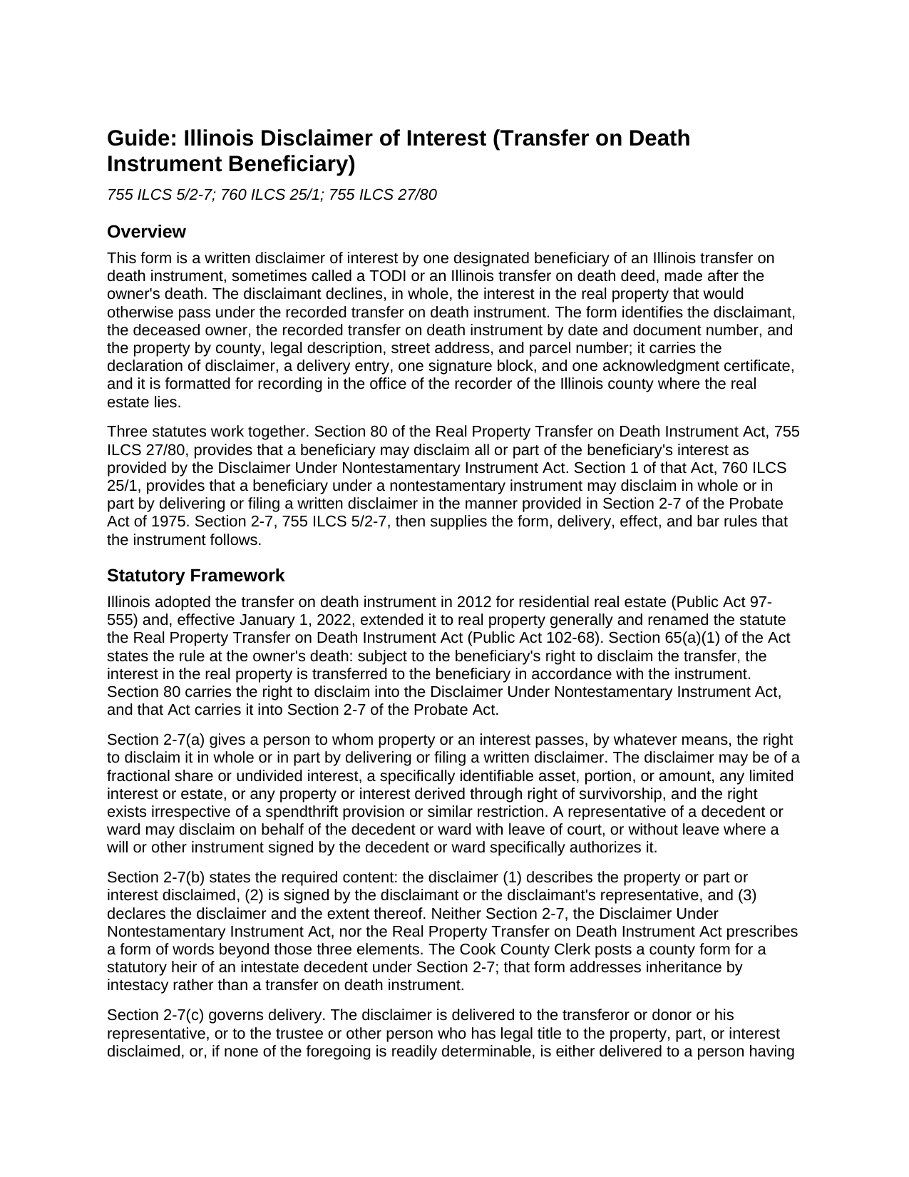 Fayette County Disclaimer of Interest (Transfer on Death Instrument Beneficiary) Guide