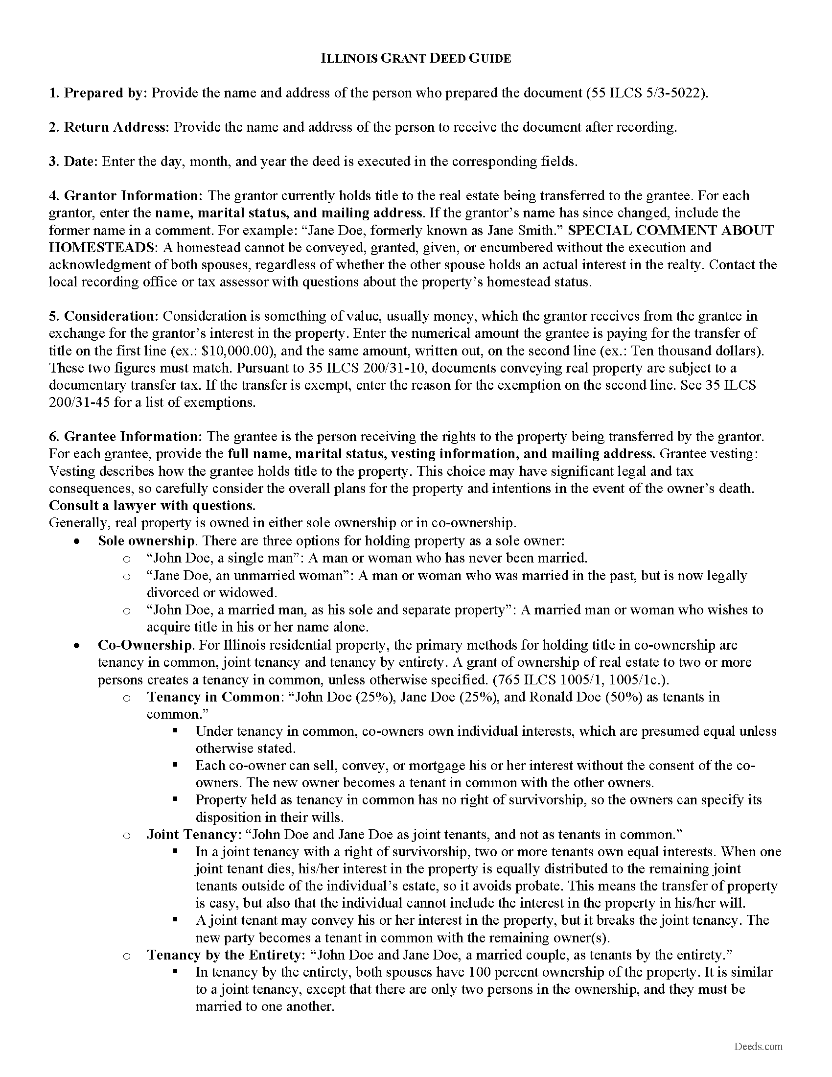 Cook County Grant Deed Form Illinois