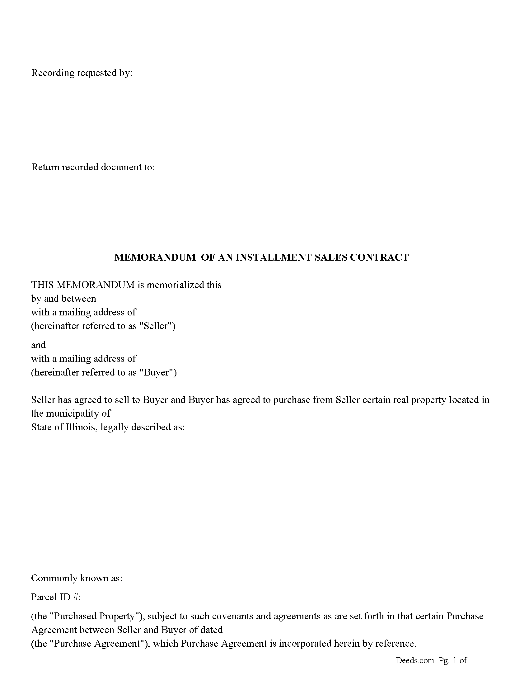 Memorandum of an Installment Sales Contract