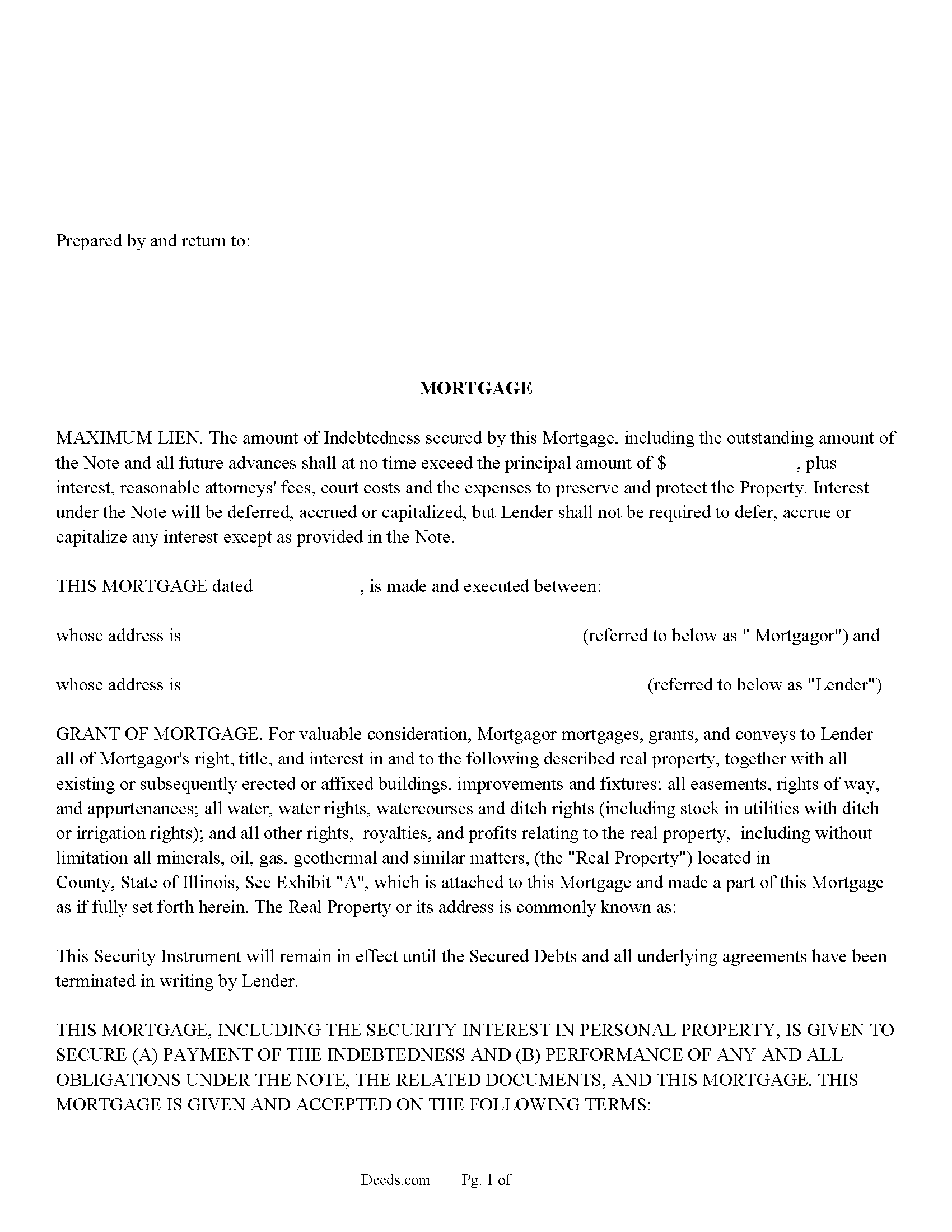 Illinois Mortgage Secured by Promissory Note Image