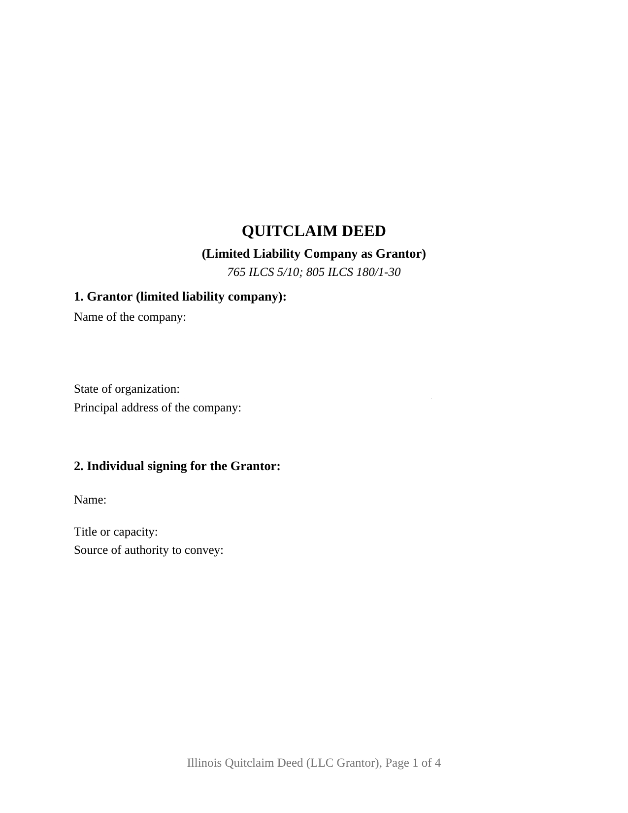 Illinois Quitclaim Deed (LLC Grantor)