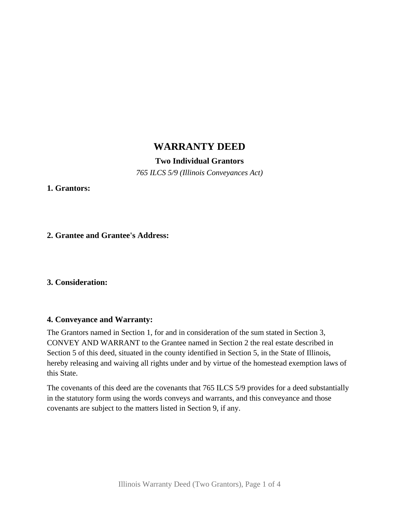 Illinois Warranty Deed (Two Grantors)