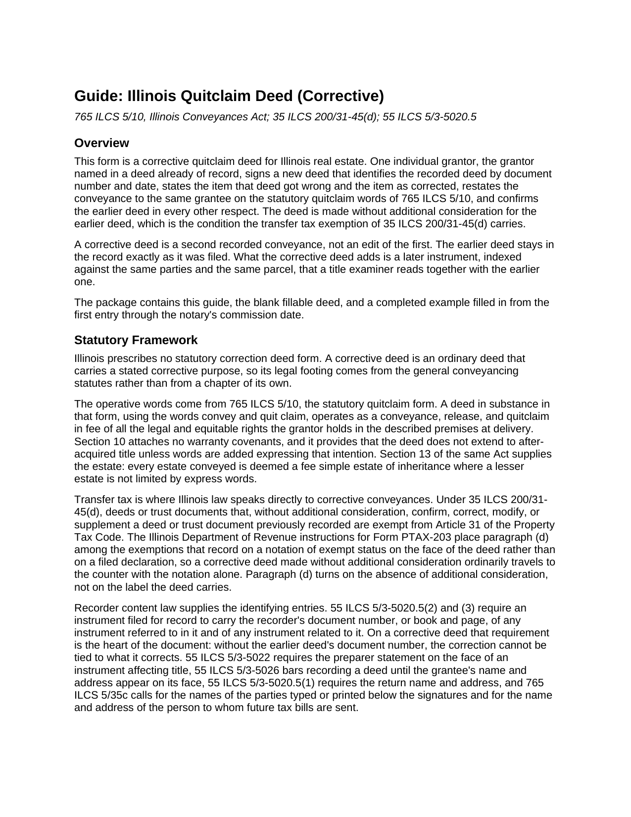 Clark County Quitclaim Deed (Corrective) Guide