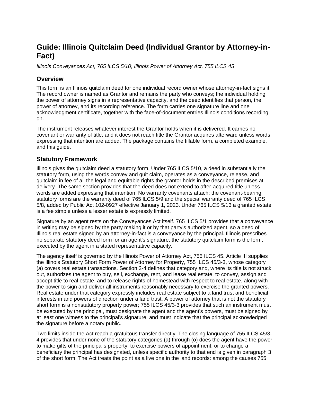 Cass County Quitclaim Deed (Individual Grantor by Attorney-in-Fact) Guide