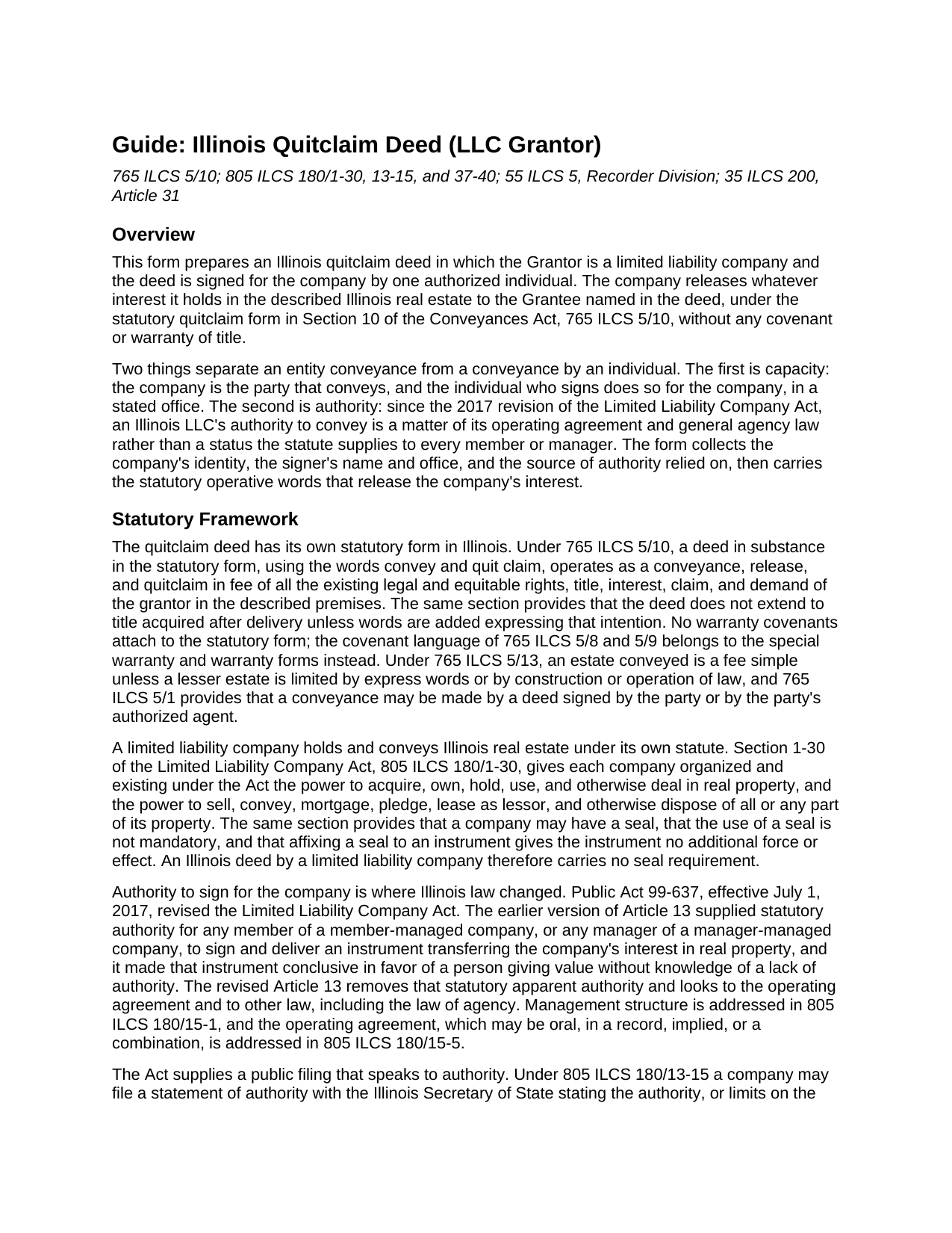Franklin County Quitclaim Deed (LLC Grantor) Guide