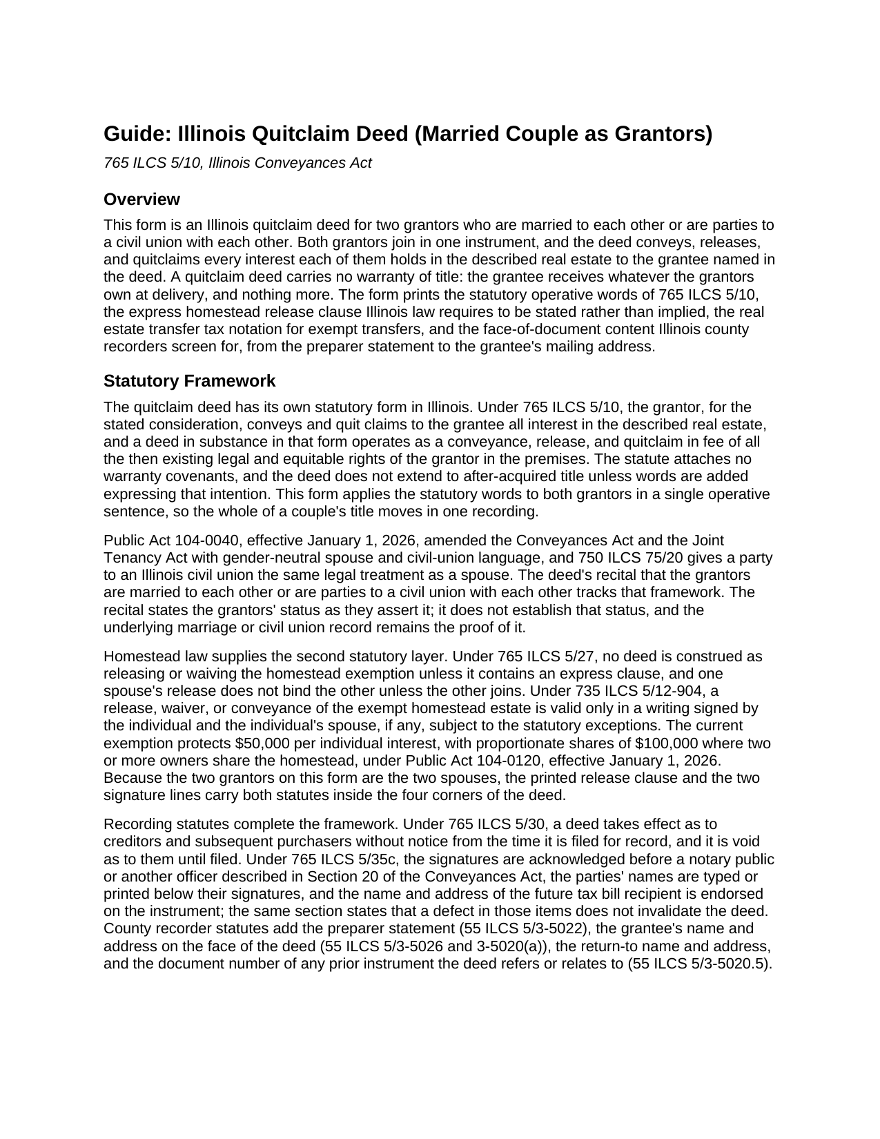 Brown County Quitclaim Deed (Married Couple as Grantors) Guide