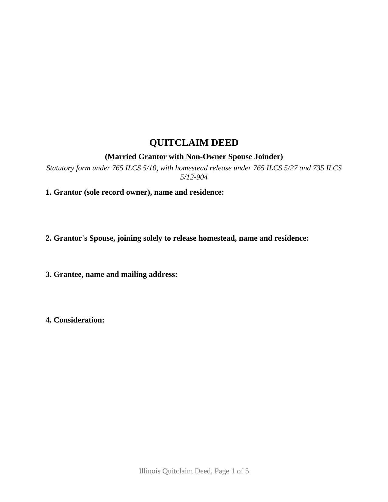 Pope County Quitclaim Deed (Married Grantor with Non-Owner Spouse Joinder) Form