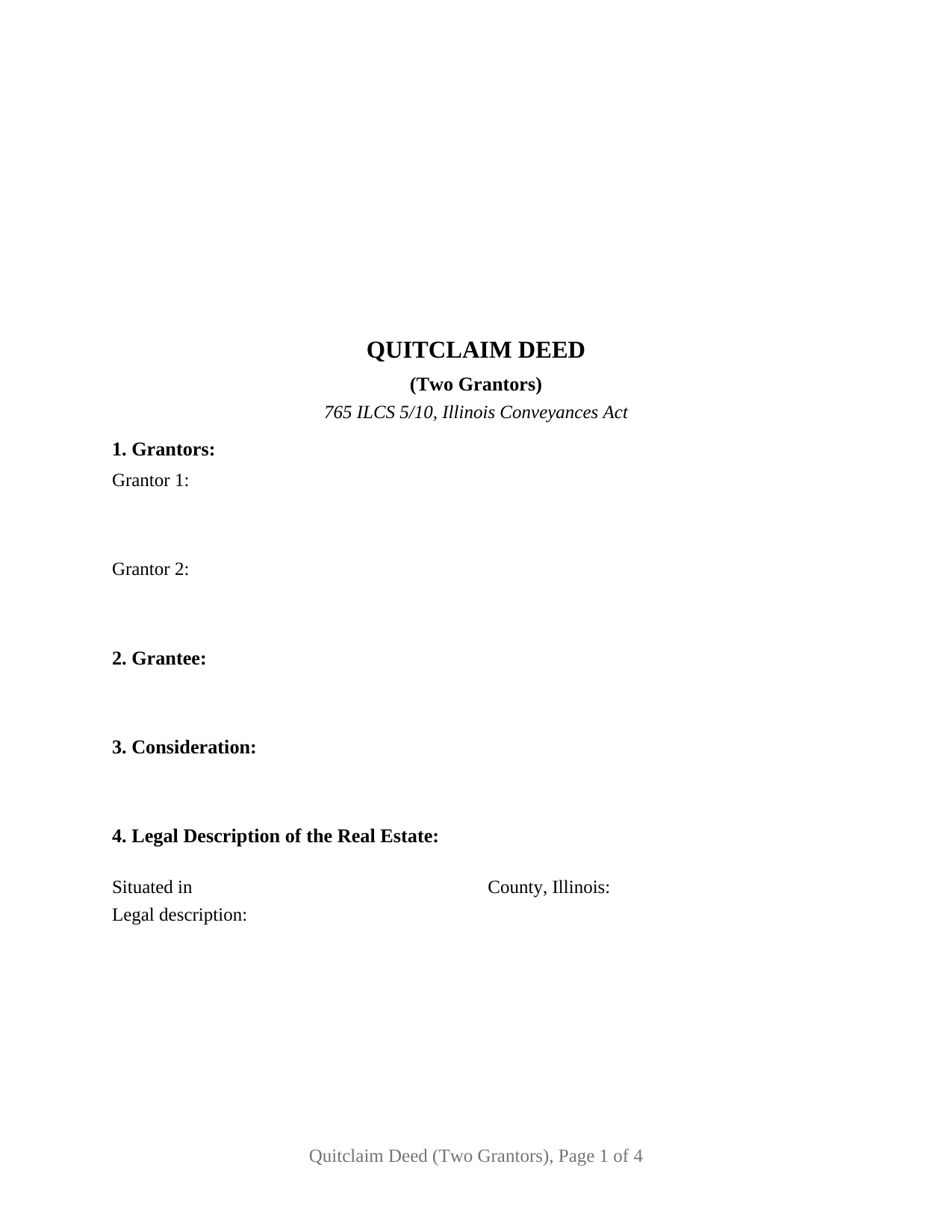 Woodford County Quitclaim Deed (Two Grantors) Form