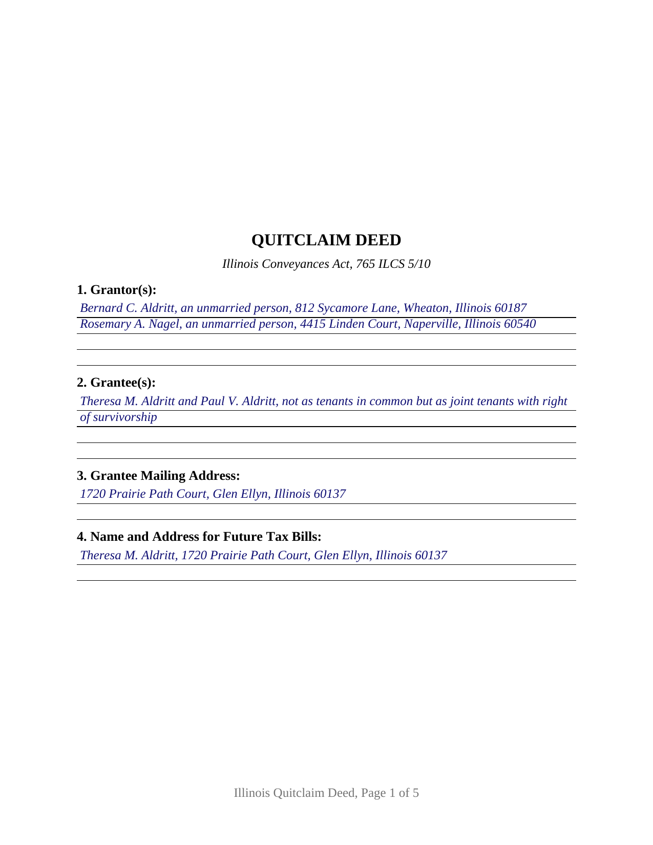 Henry County Completed Example of the Quitclaim Deed Document