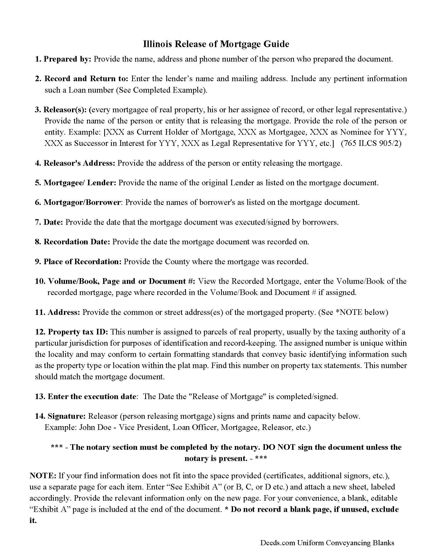 Cass County Guidelines Release of Mortgage
