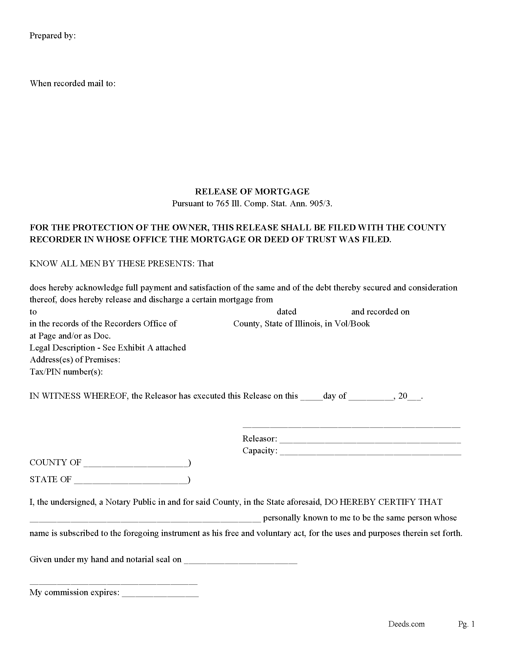 Cass County Release of Mortgage Form