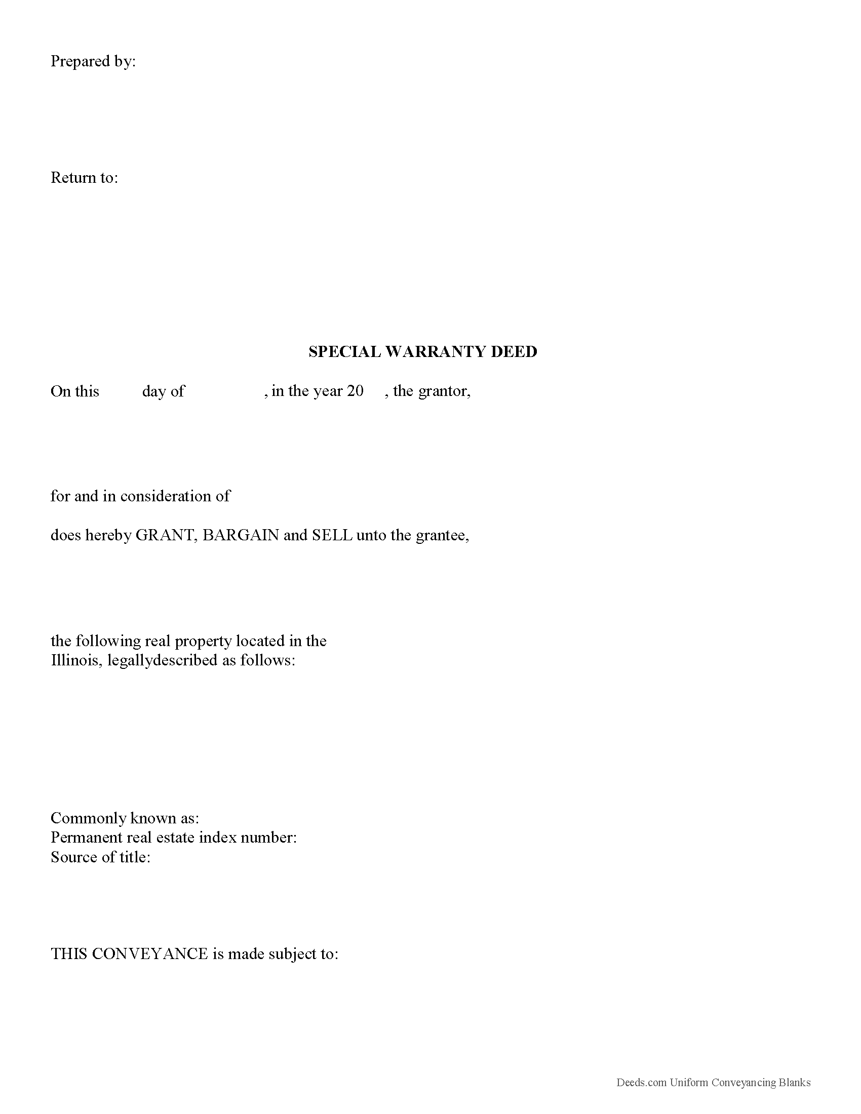 Calhoun County Special Warranty Deed Form