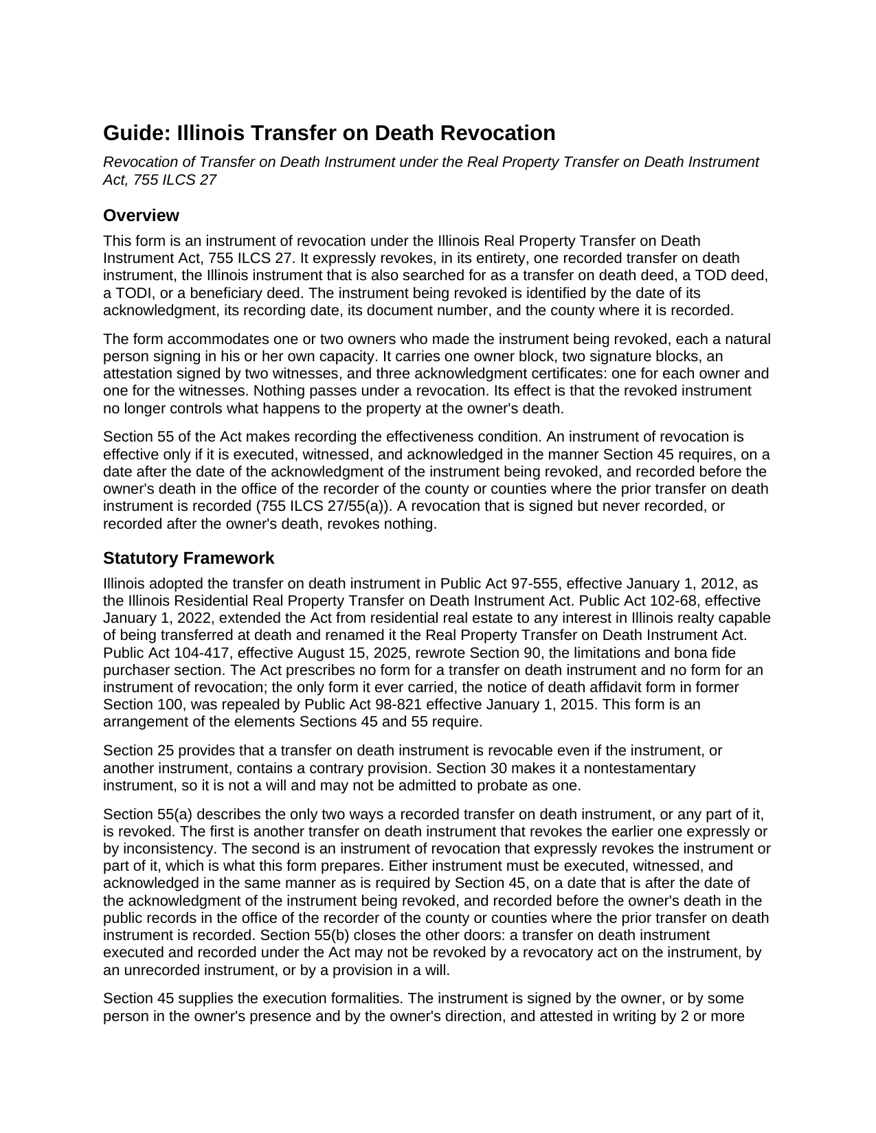 Menard County Transfer on Death Revocation Guide