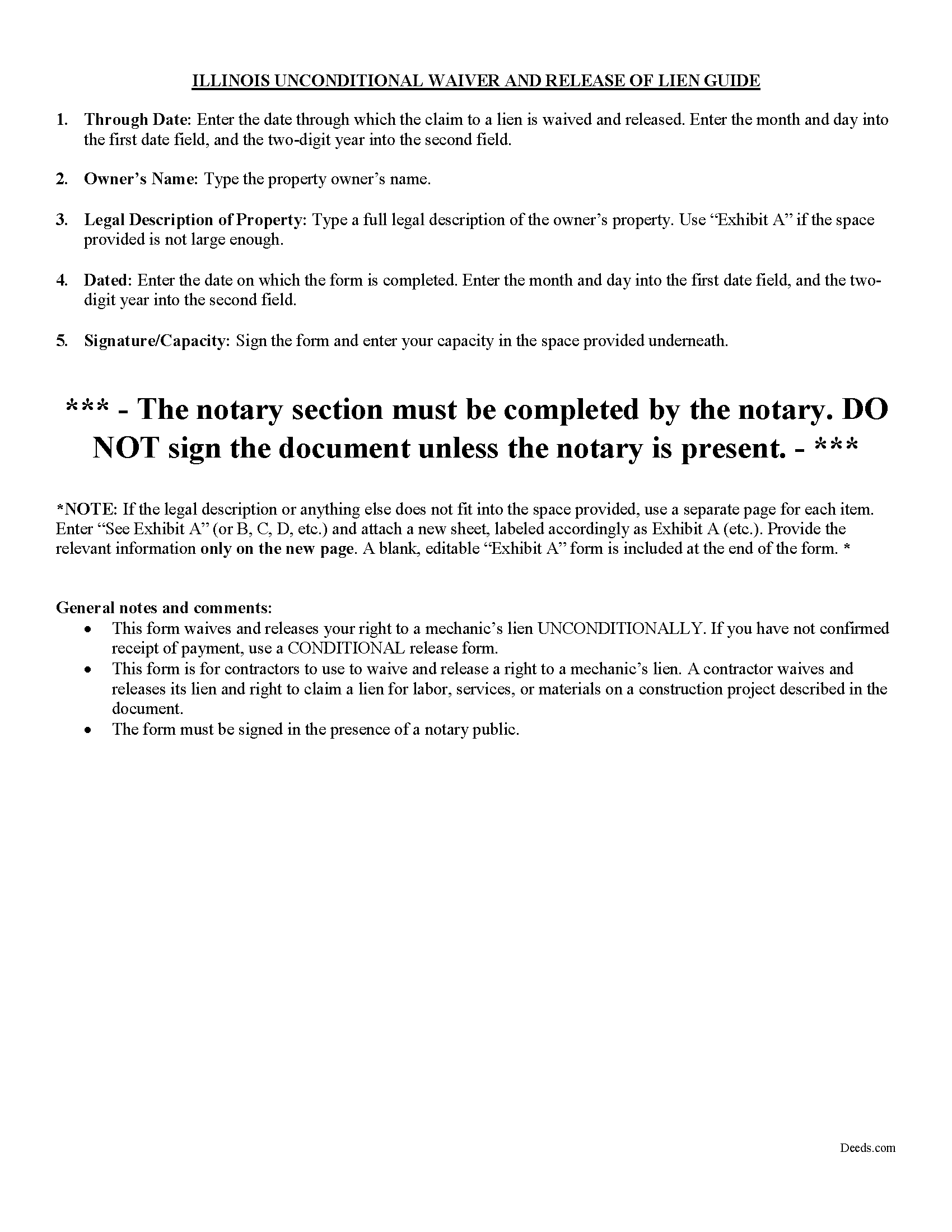 Cumberland County Unconditional Waiver and Release of Mechanic Lien Guide