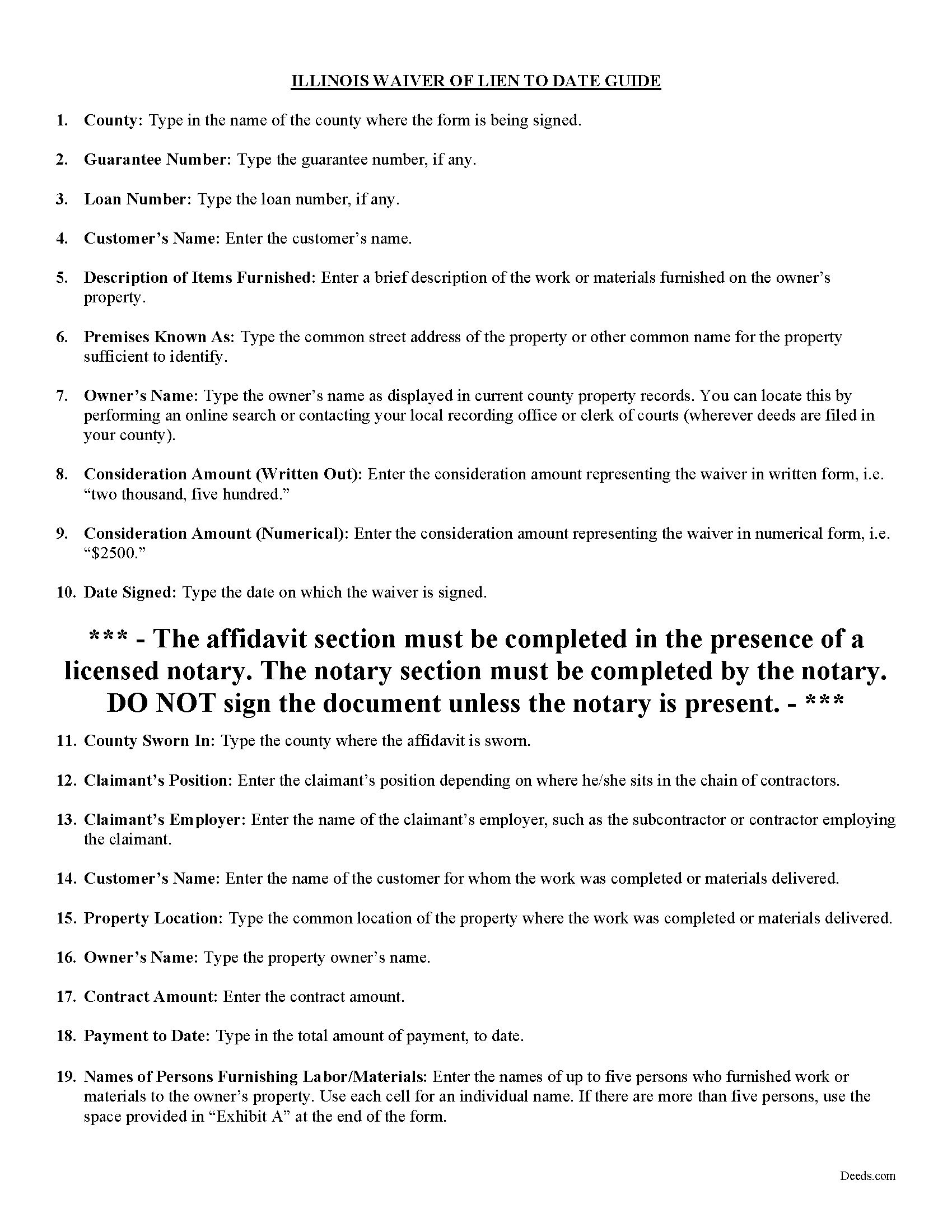 Carroll County Waiver of Lien to Date Guide