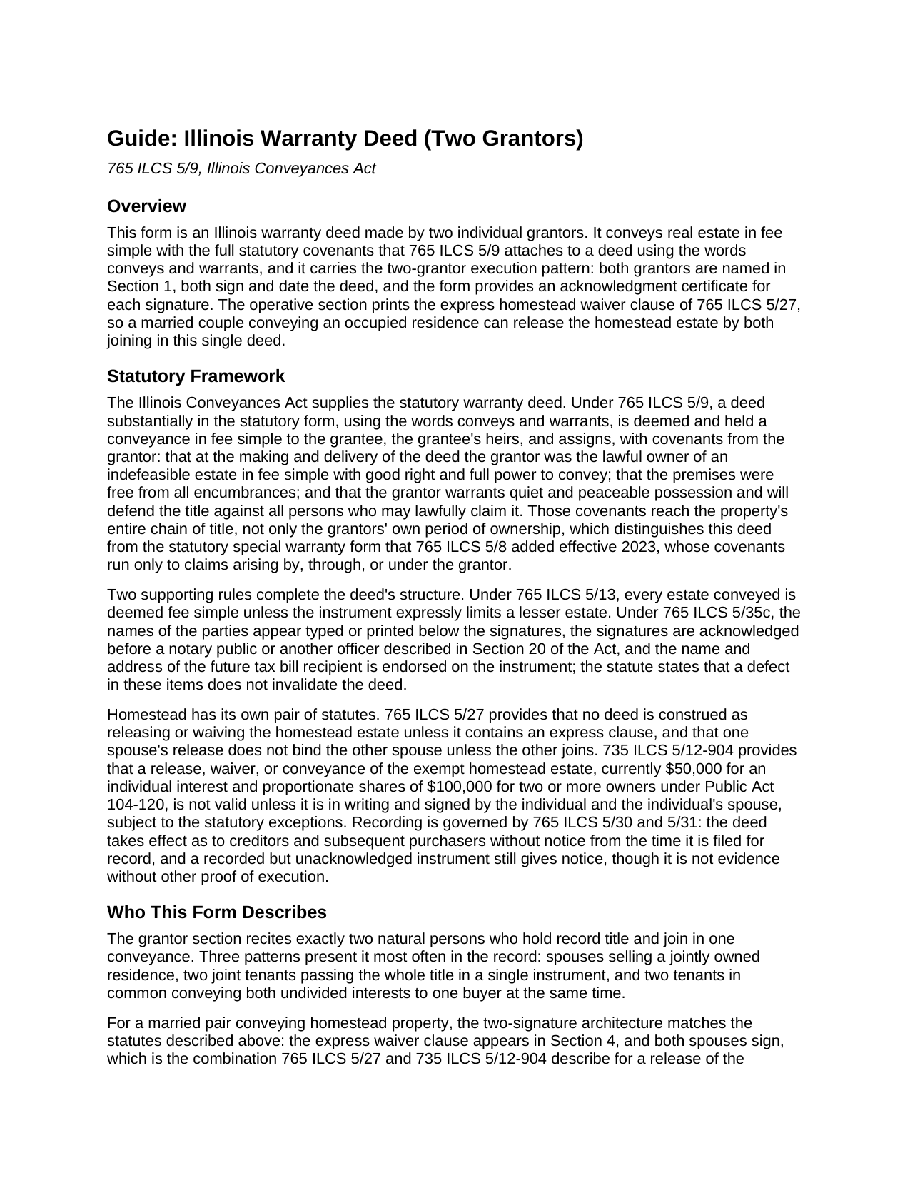 Crawford County Warranty Deed (Two Grantors) Guide