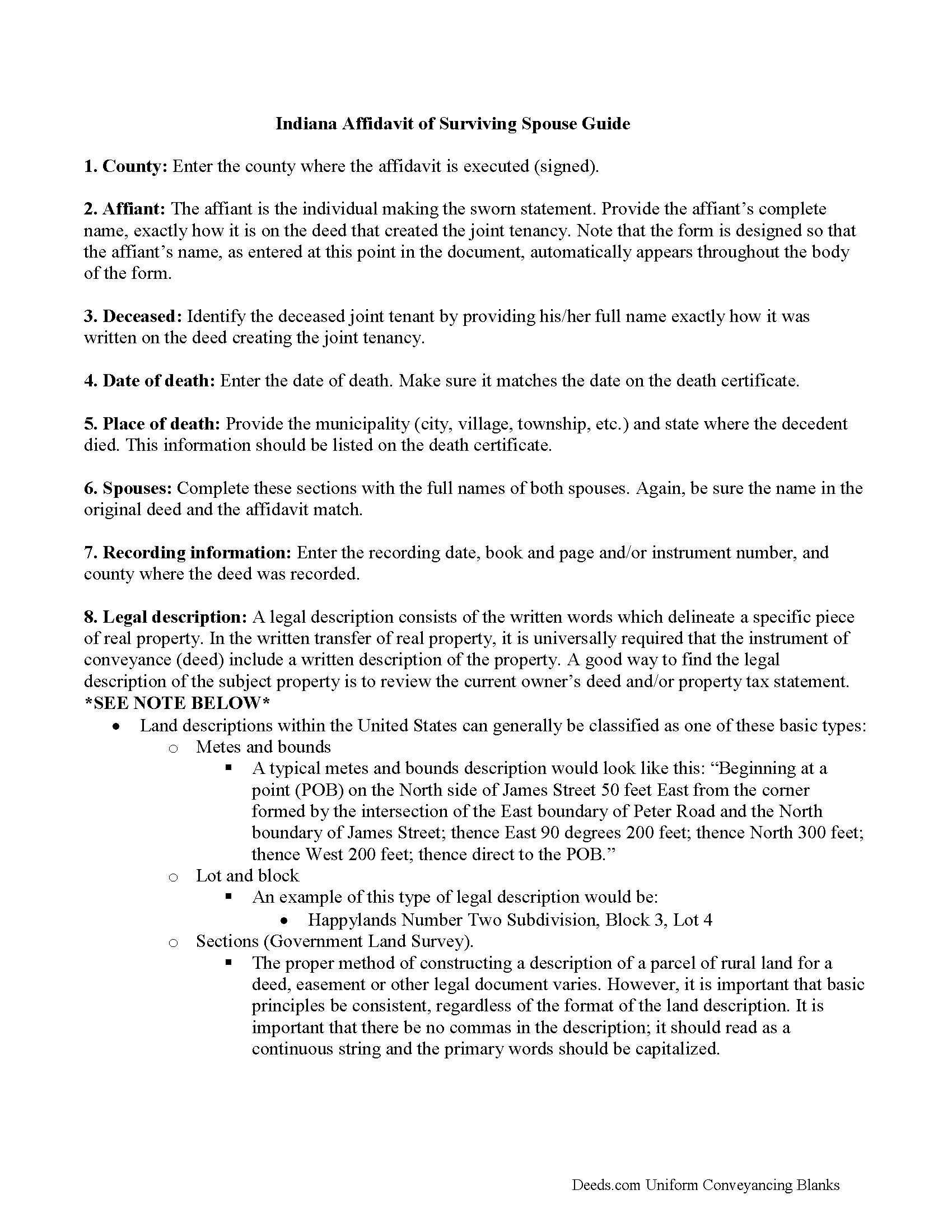 Randolph County Affidavit of Surviving Spouse Guide