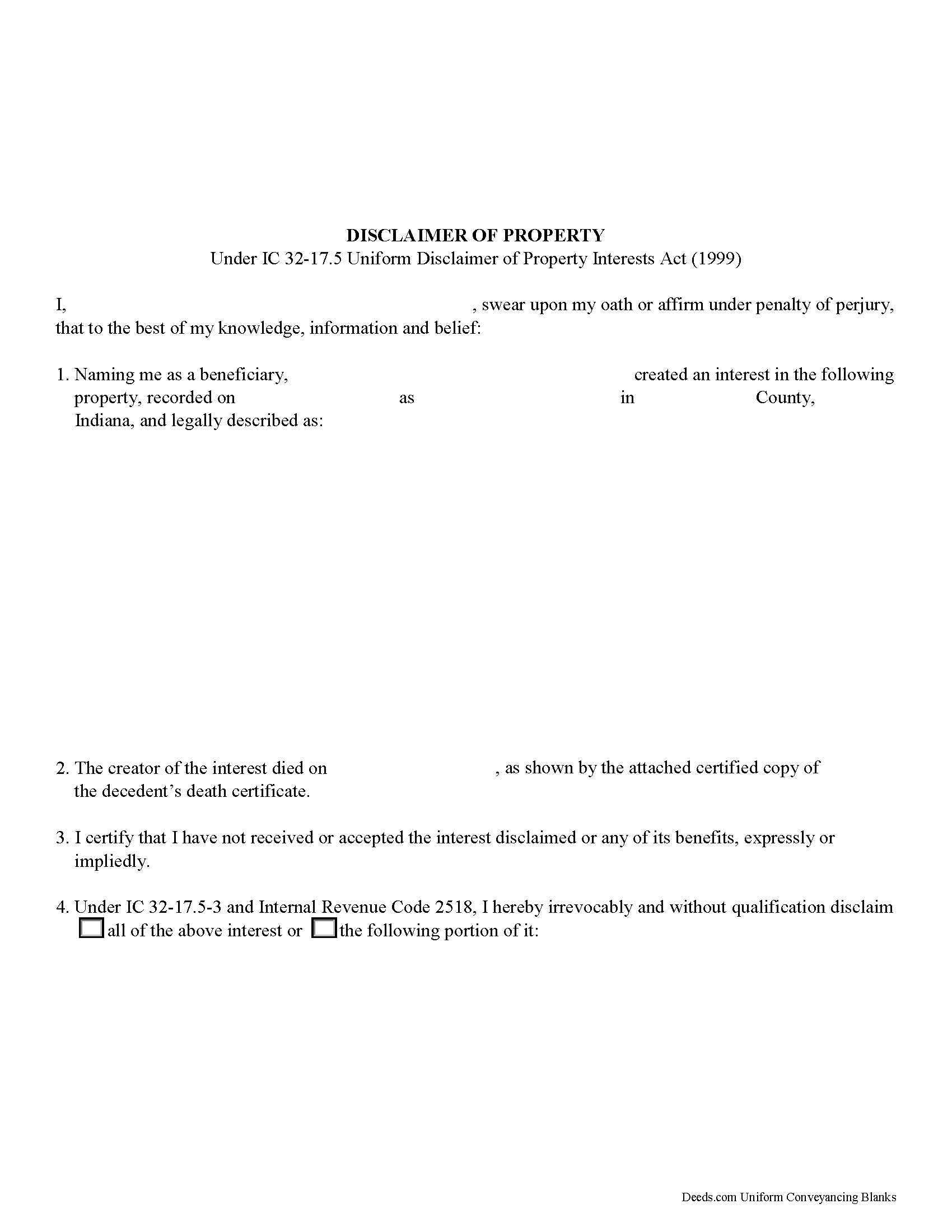 Disclaimer of Interest Form