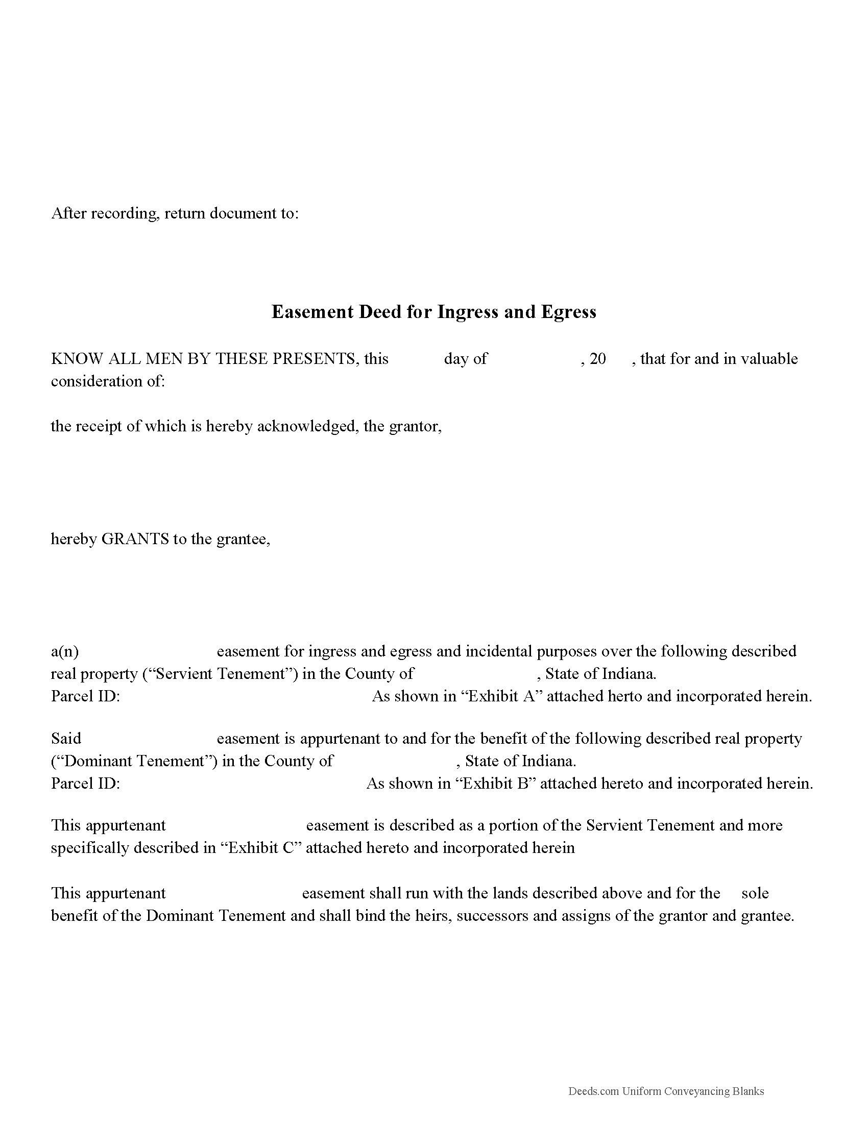 Hancock County Easement Deed Form