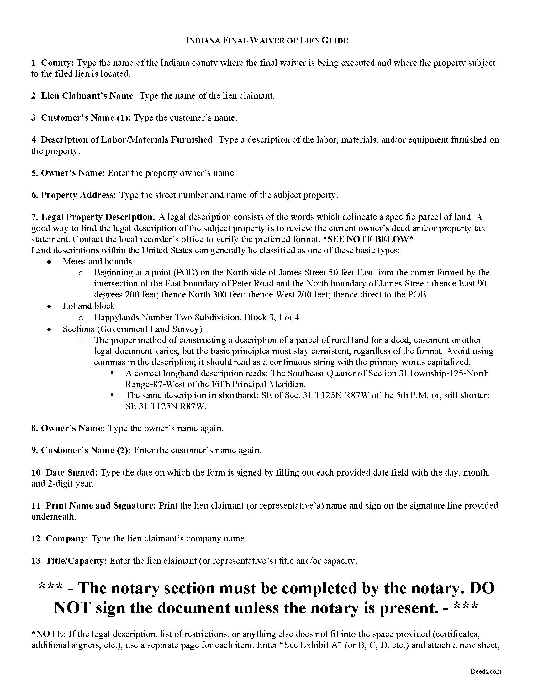 Rush County Final Lien Waiver Guide