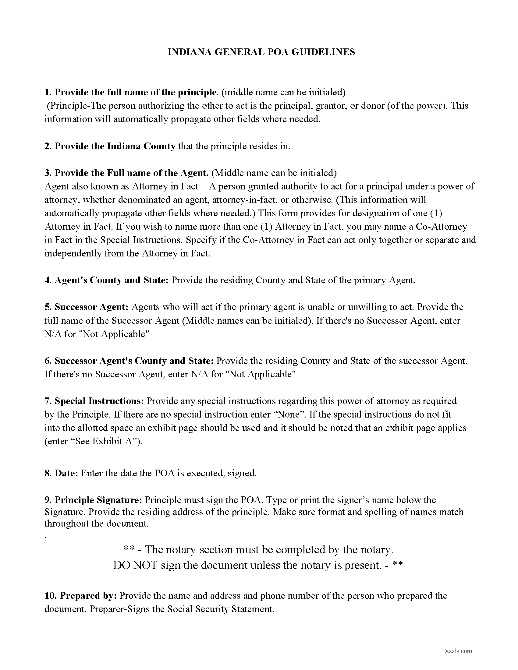 Perry county general durable power of attorney form indiana deeds