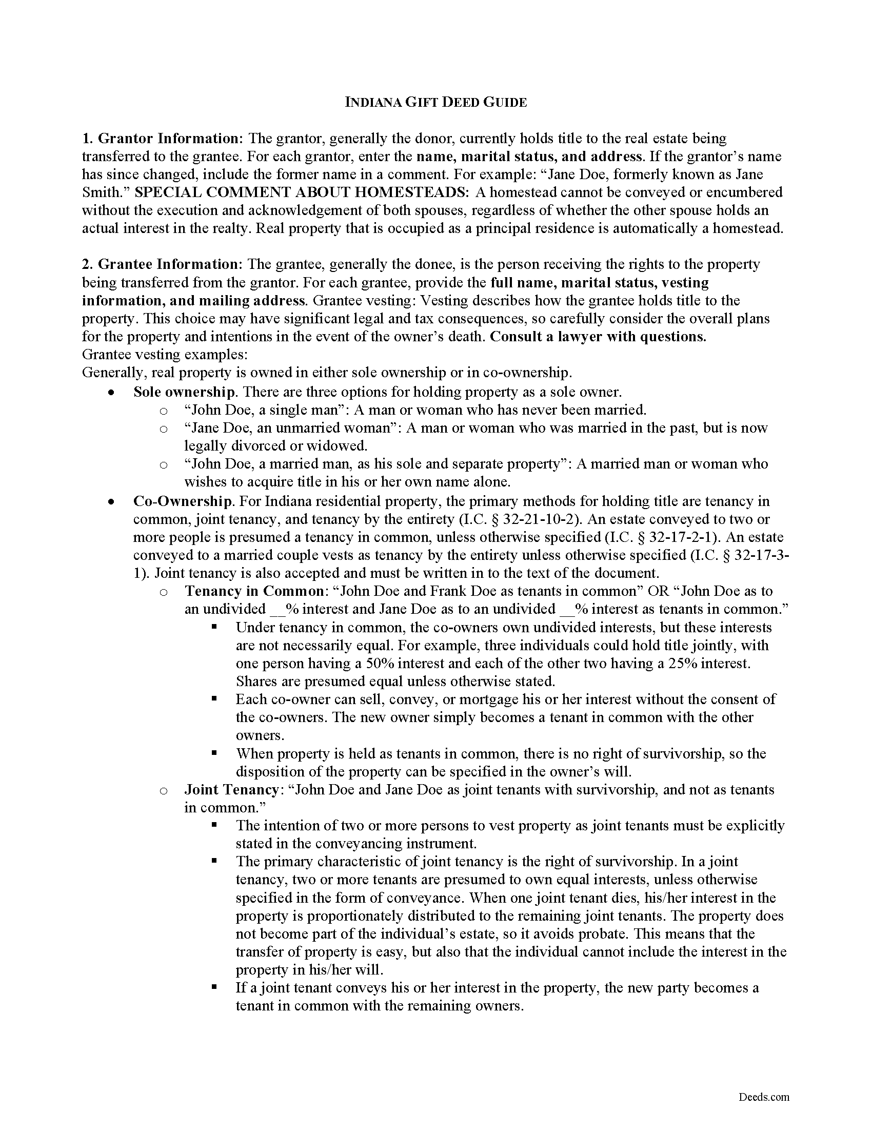 Marion County Gift Deed Forms Indiana Deeds marion-county-gift-deed-forms-indiana-deeds