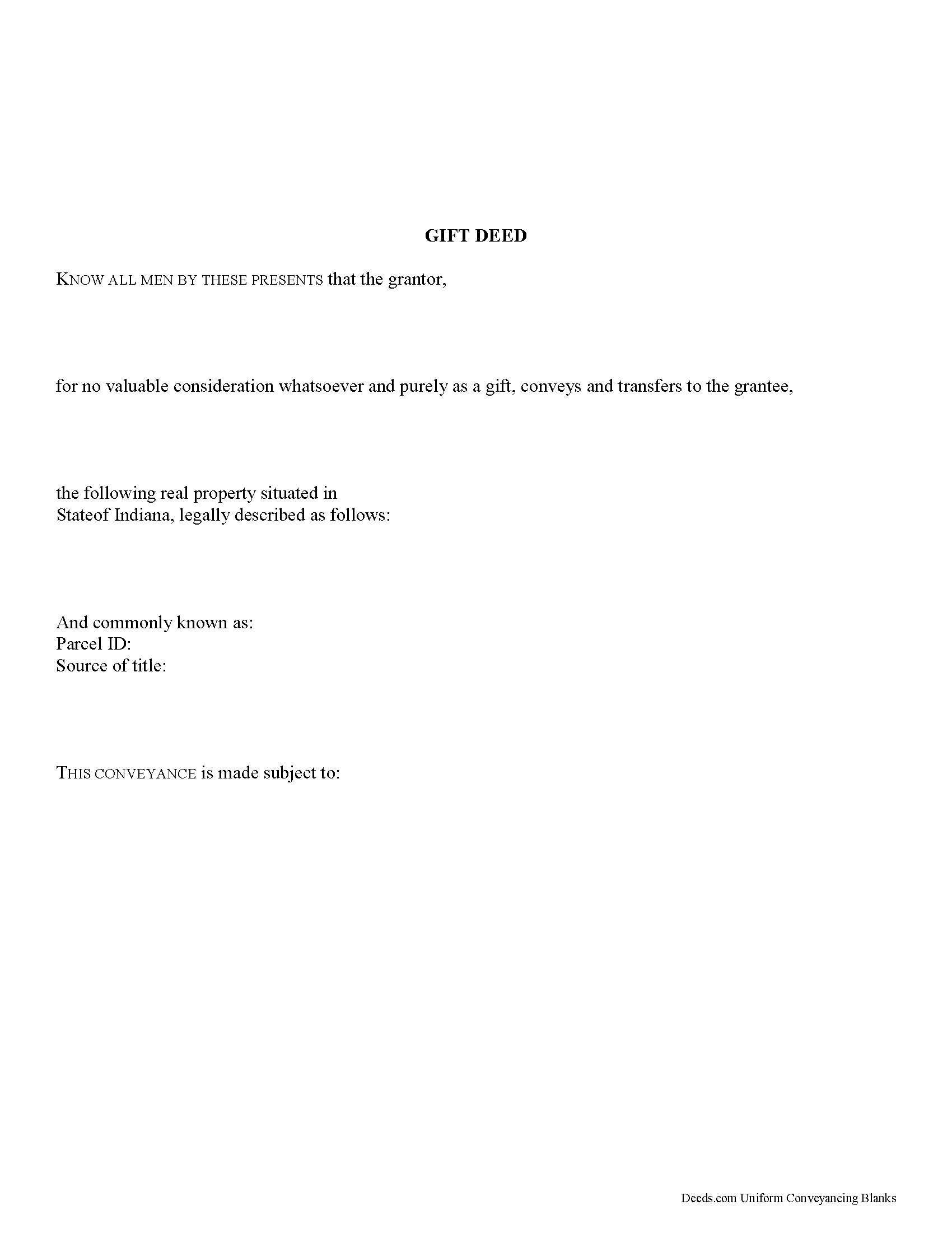 Rush County Gift Deed Form