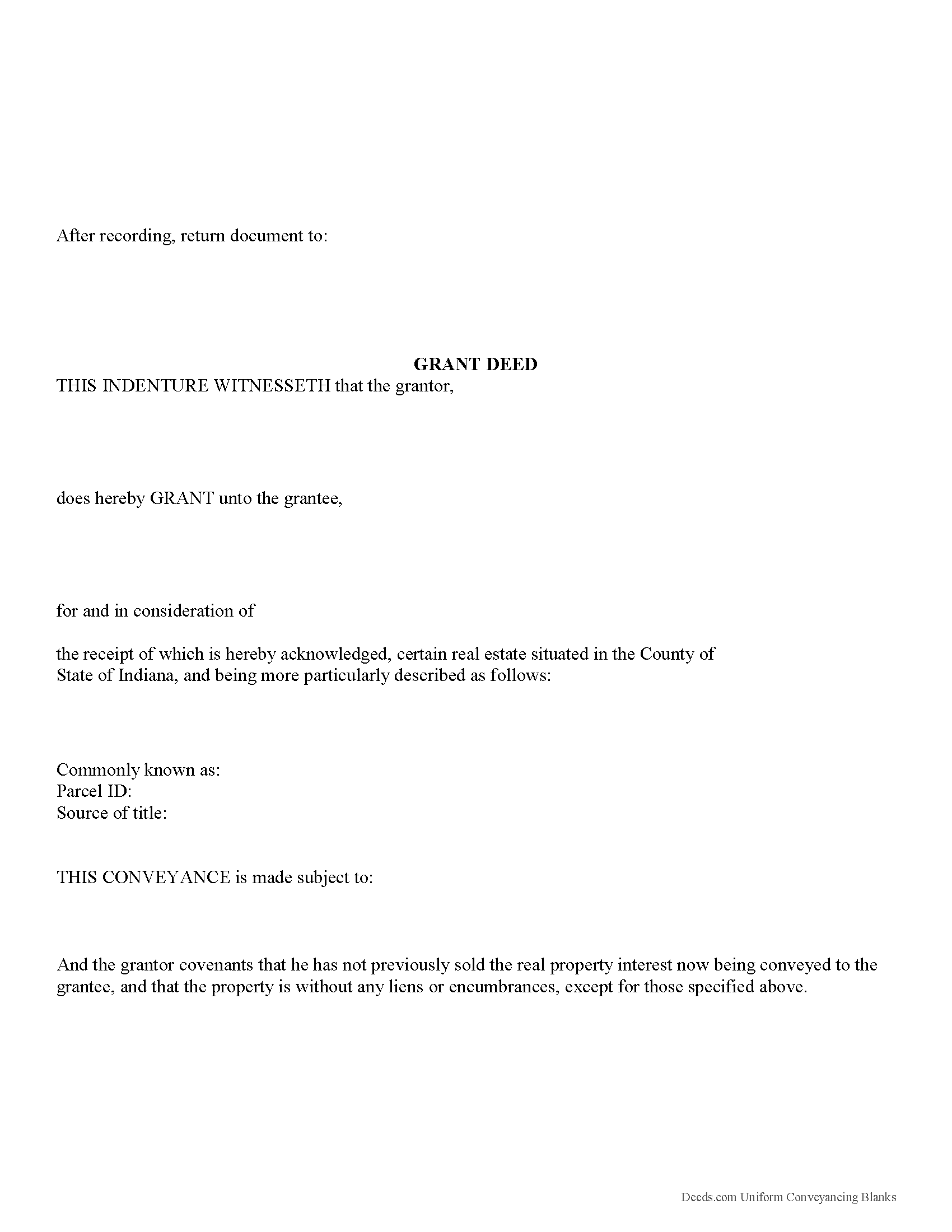 Rush County Grant Deed Form