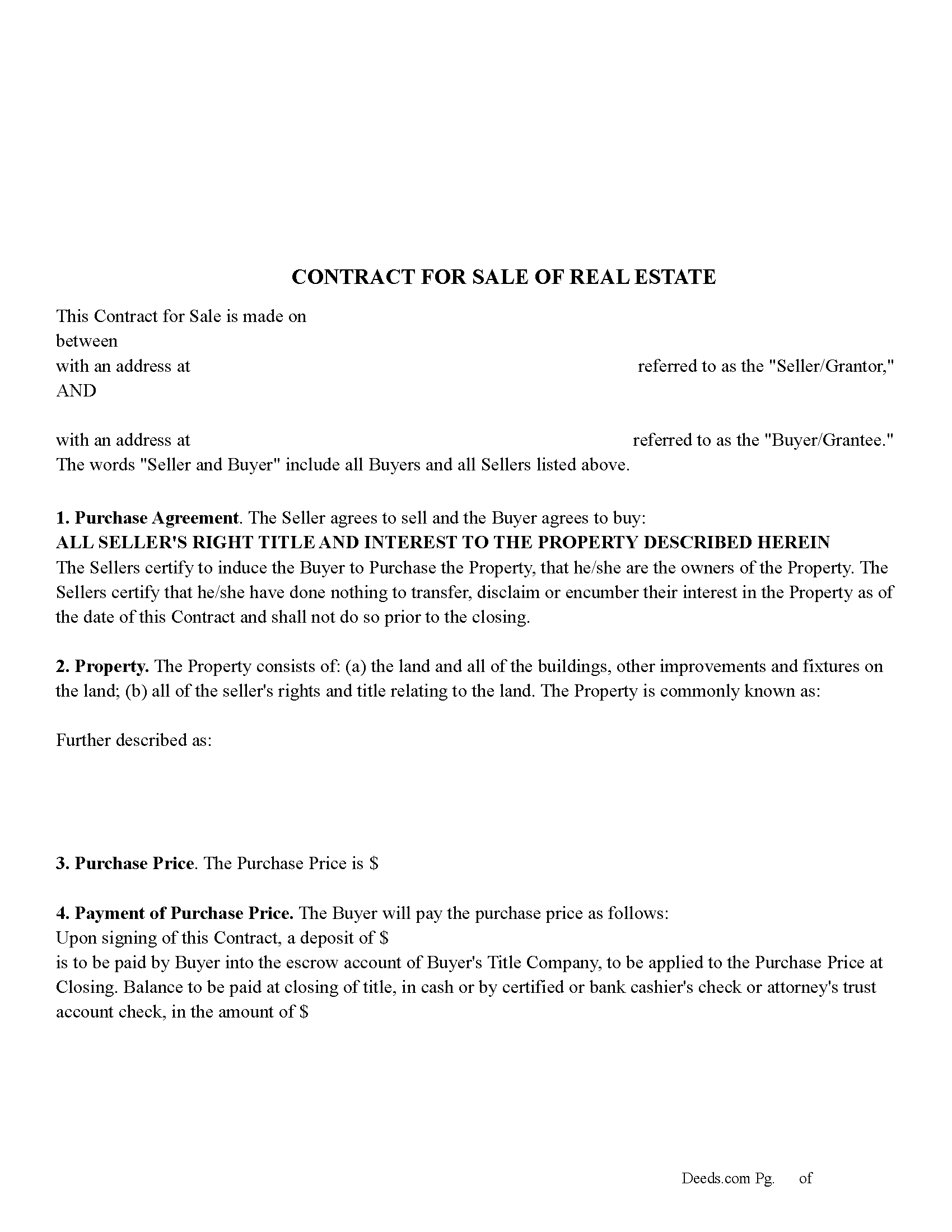 Indiana Contract for the Sale of Real Estate Image