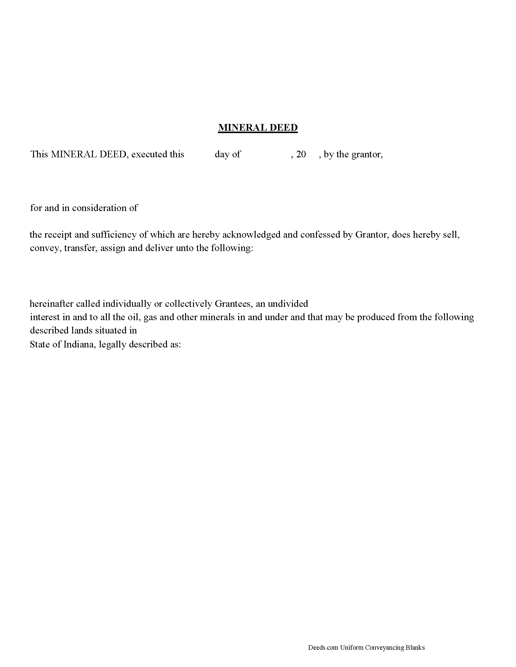 Rush County Mineral Deed Form