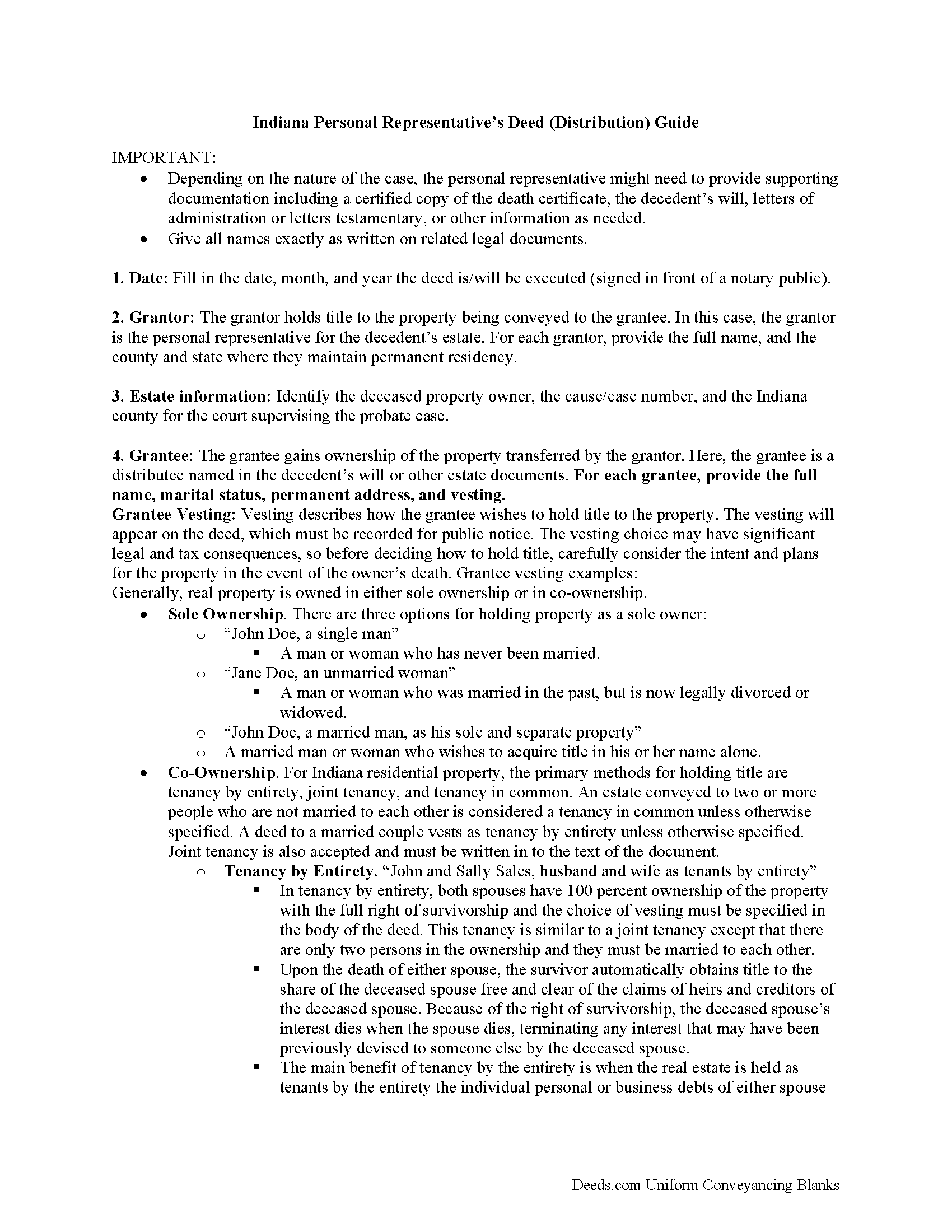 Marshall County Personal Representative Deed of Sale Guide
