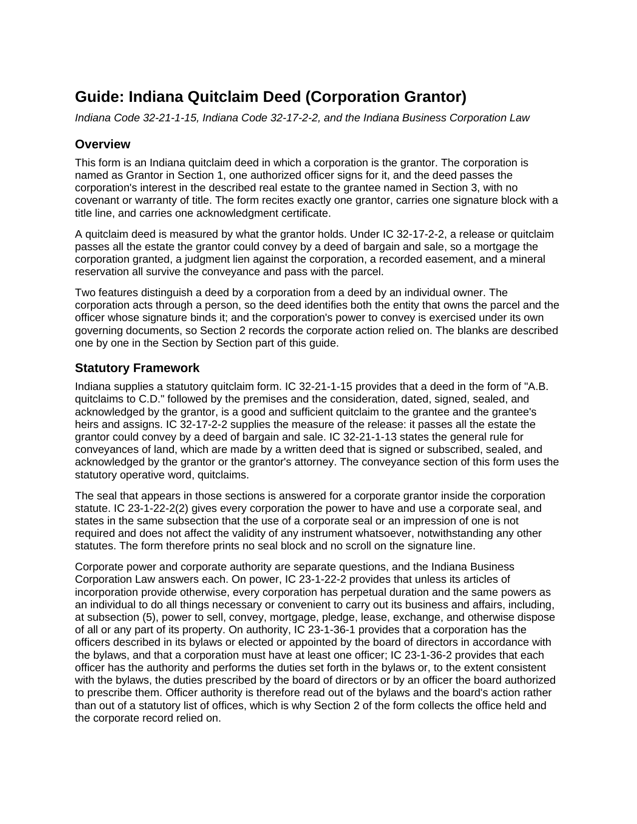 Montgomery County Quitclaim Deed (Corporation Grantor) Guide