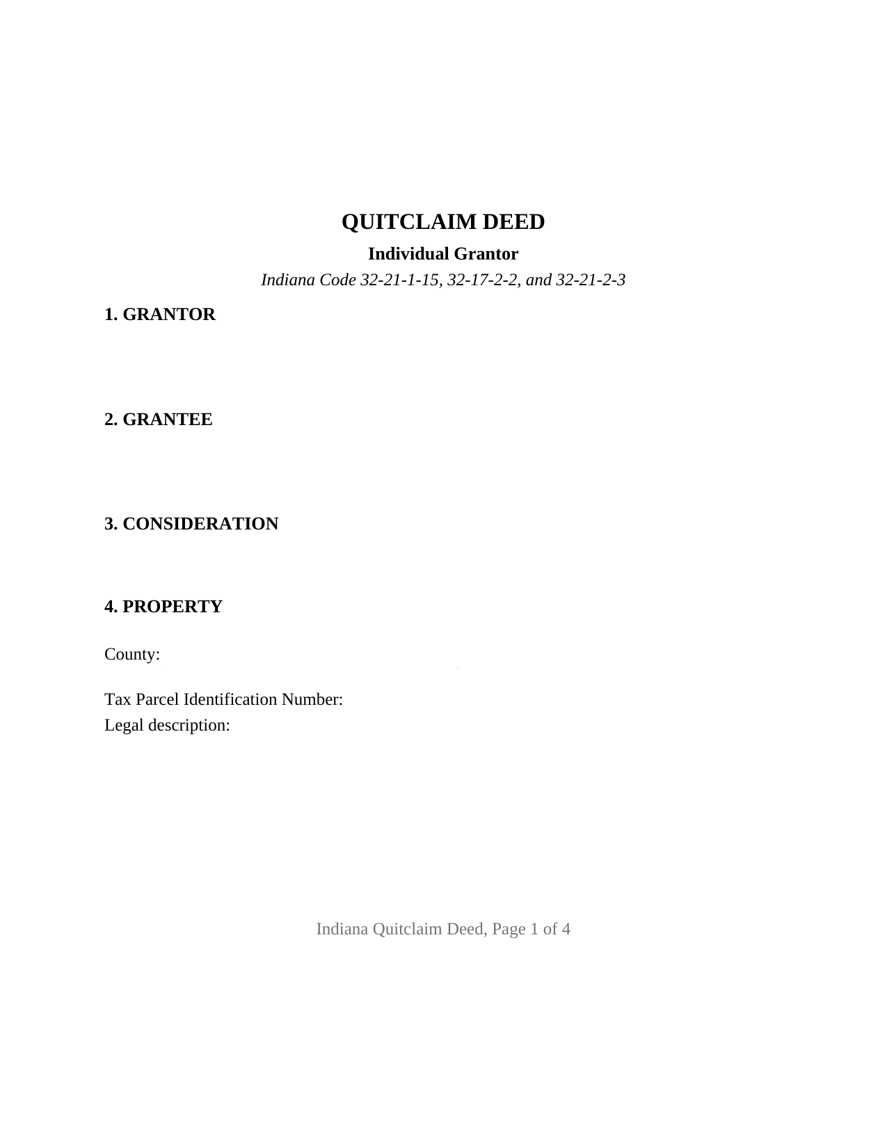 Montgomery County Quitclaim Deed (Individual Grantor) Form