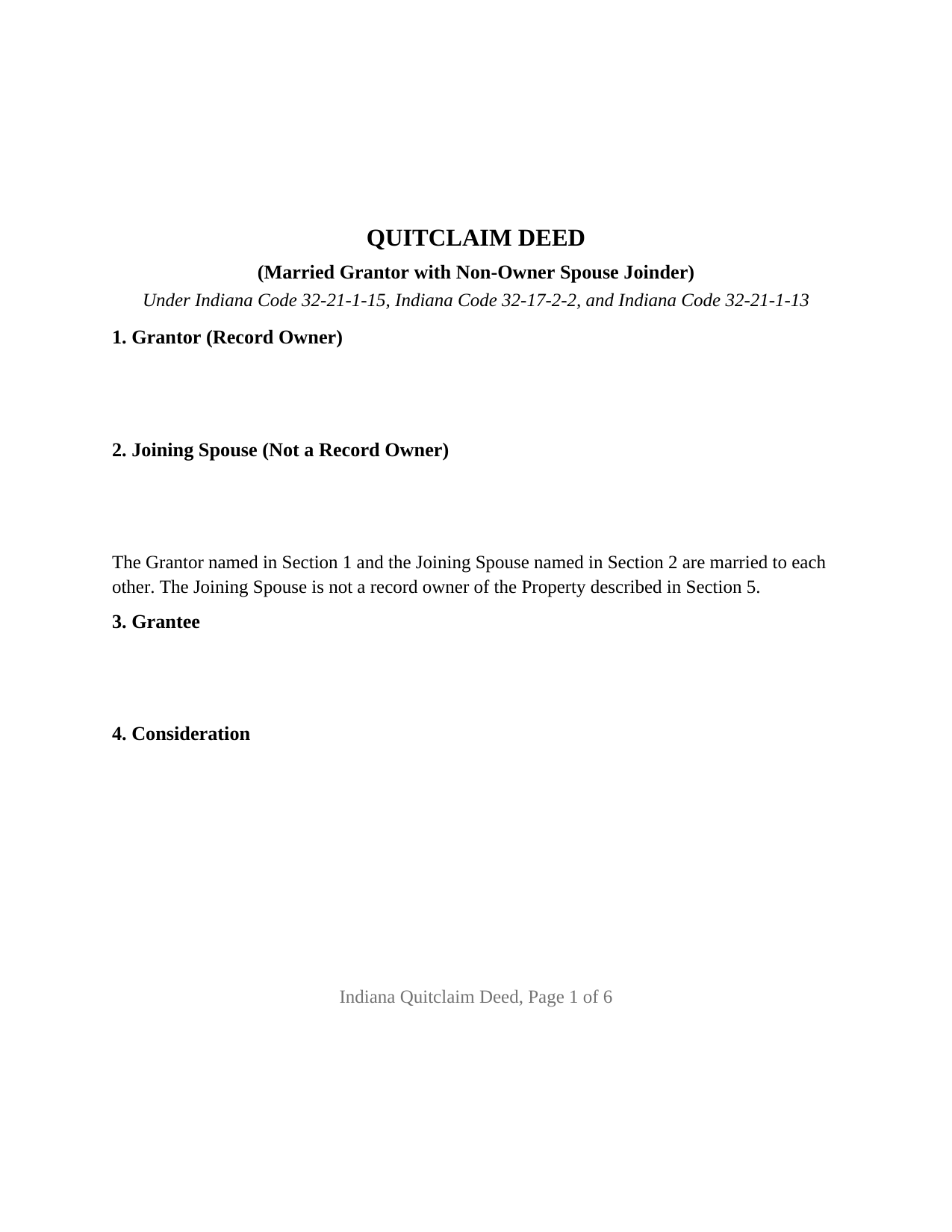 Perry County Quitclaim Deed (Married Grantor with Non-Owner Spouse Joinder) Form