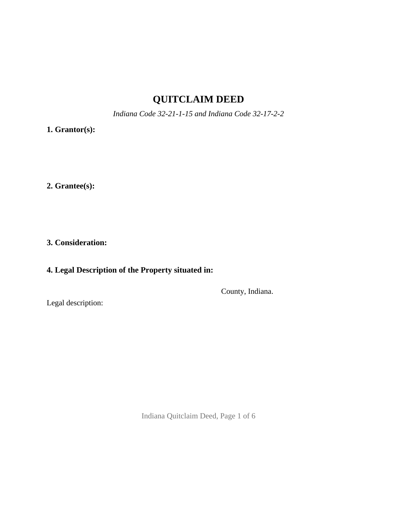Starke County Quitclaim Deed Form
