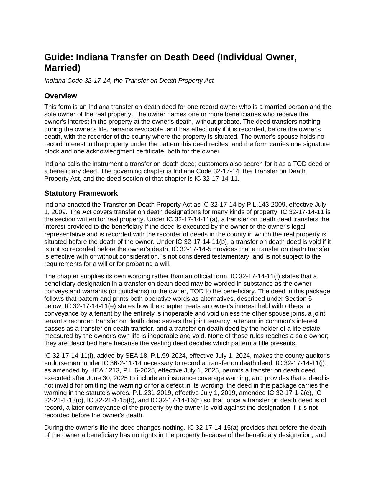 Fulton County Transfer on Death Deed (Individual Owner, Married) Guide