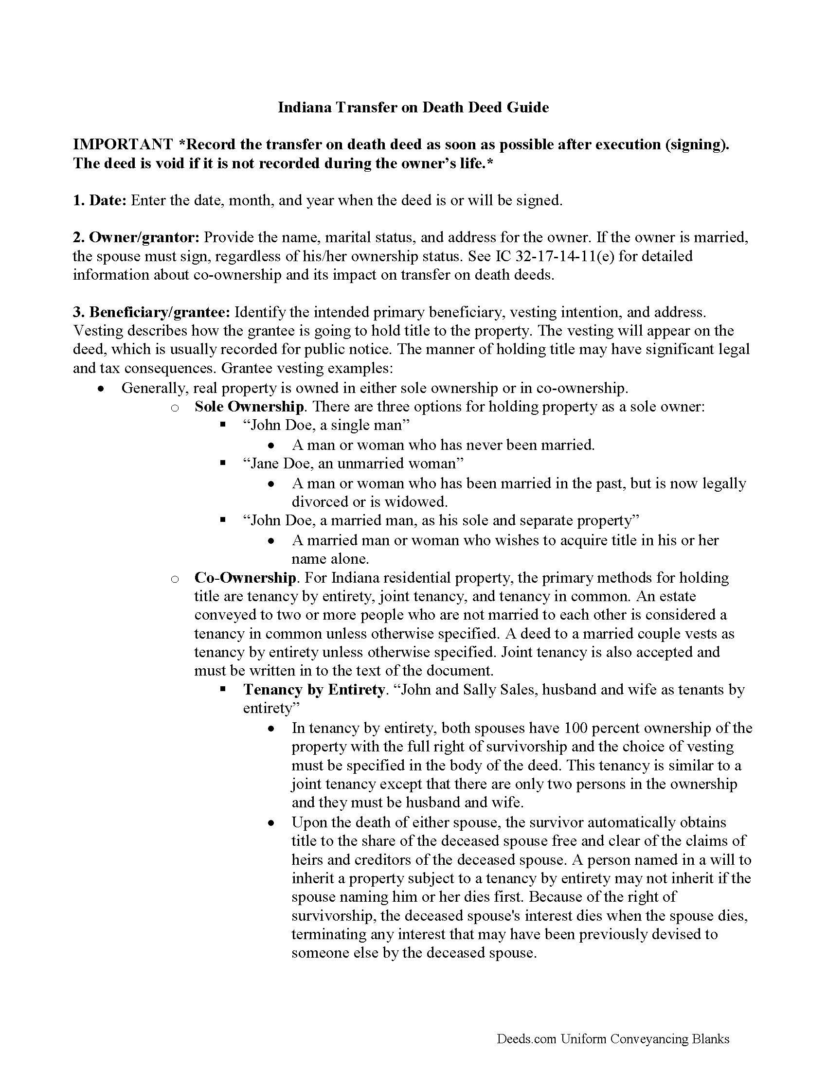 Vanderburgh County Transfer on Death Deed Guide