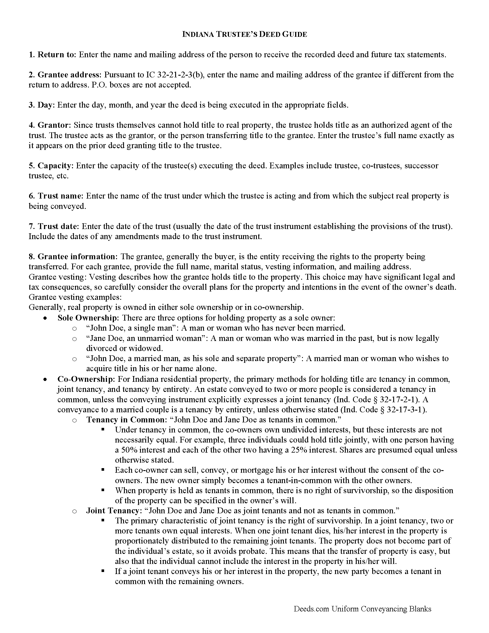 Rush County Trustee Deed Guide