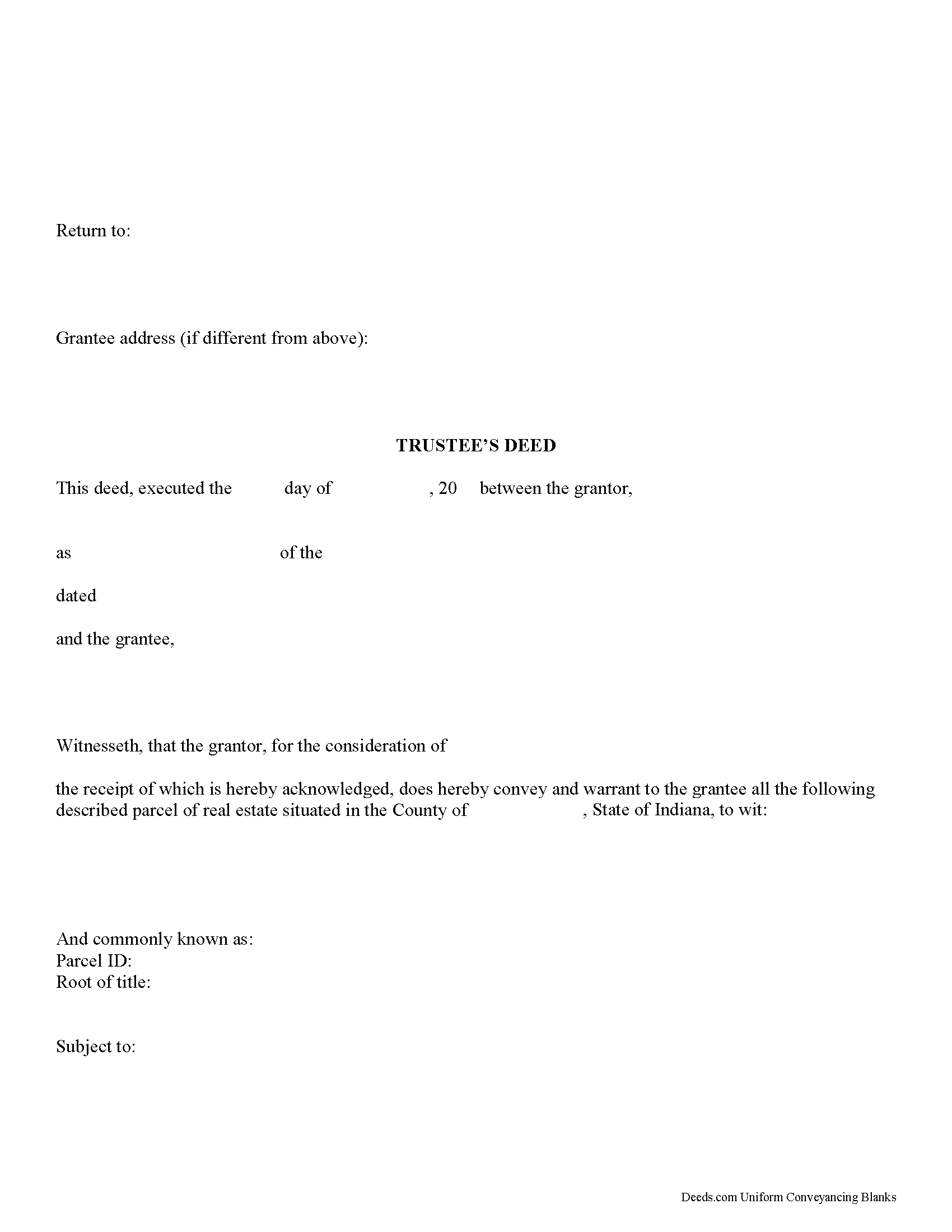 Rush County Trustee Deed Form