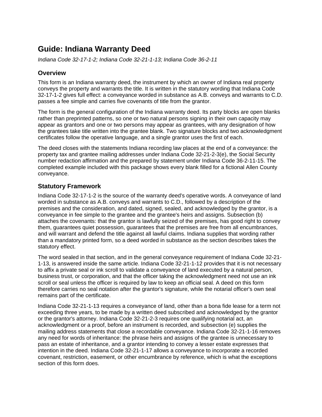 Lagrange County Warranty Deed Guide