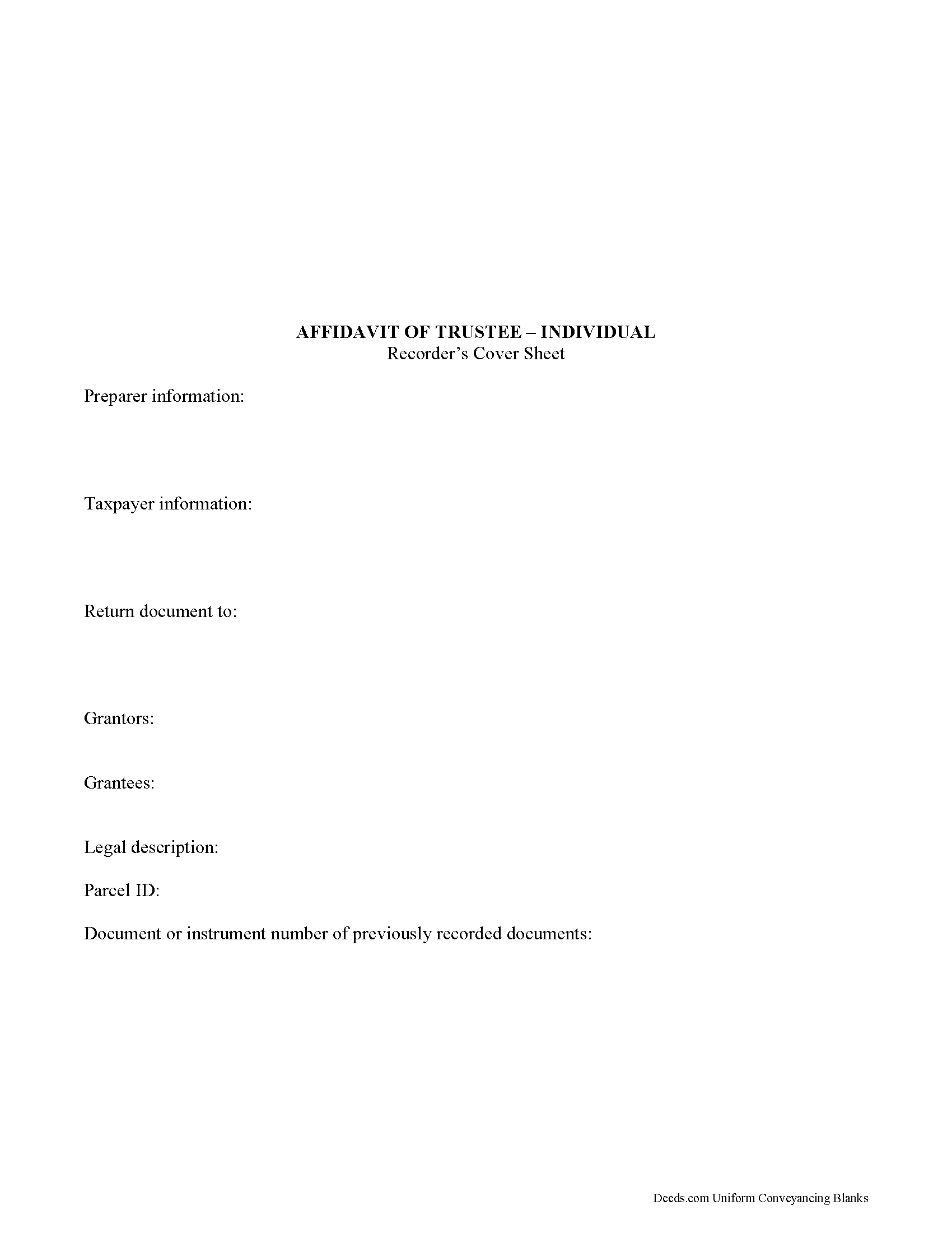 Muscatine County Affidavit of Individual Trustee Form