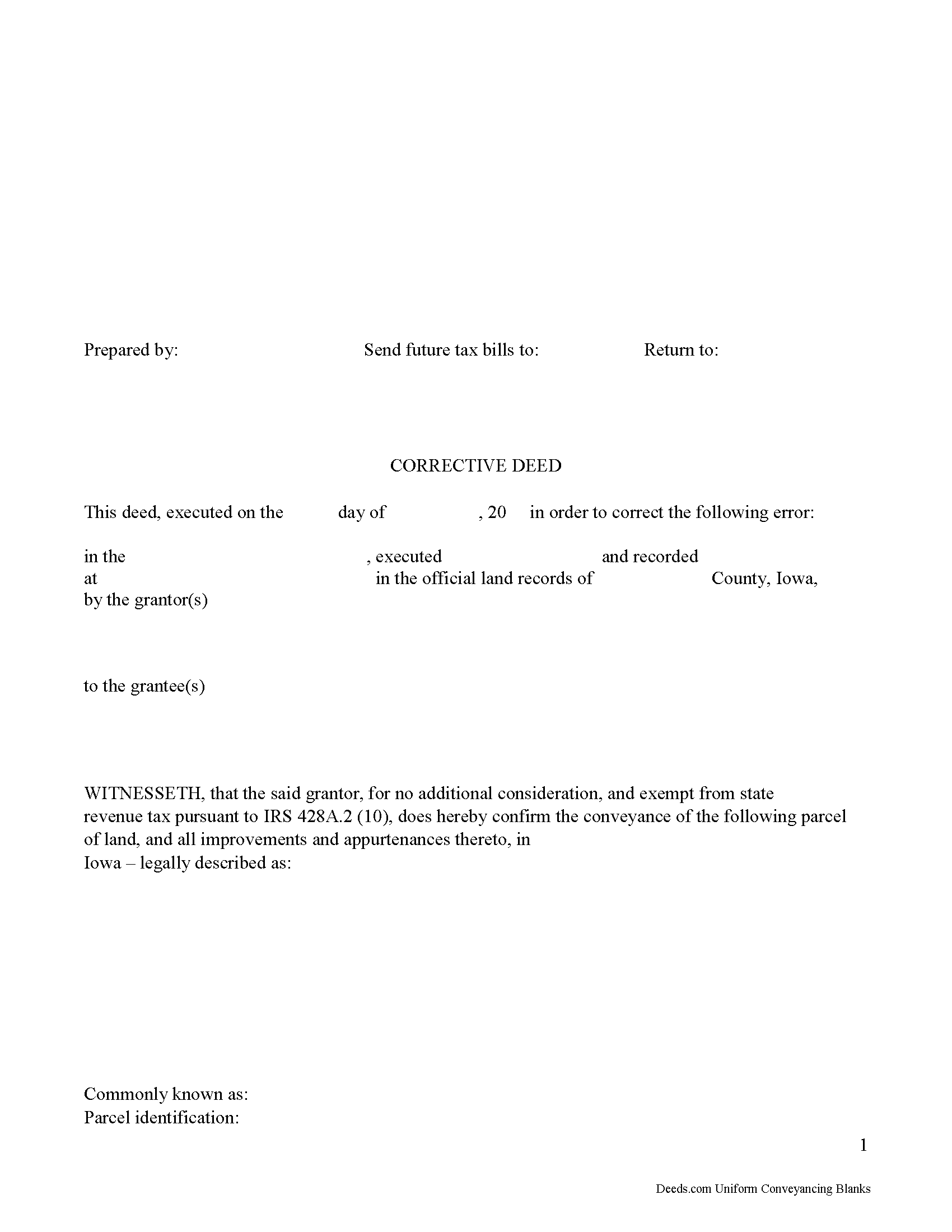 Corrective Deed Form