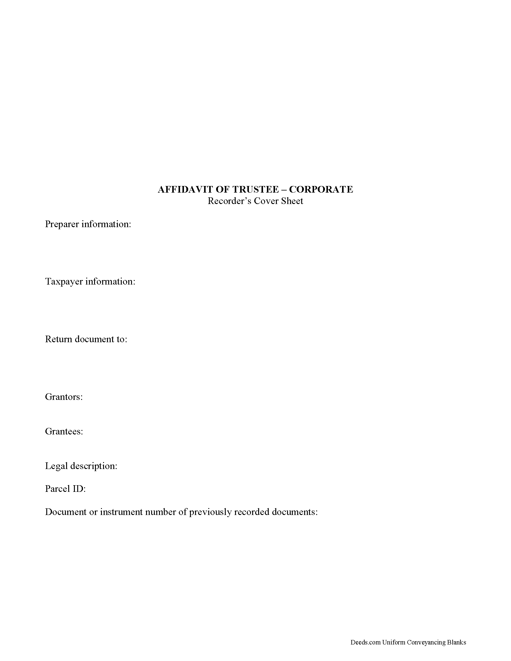 Iowa Affidavit of Corporate Trustee Image