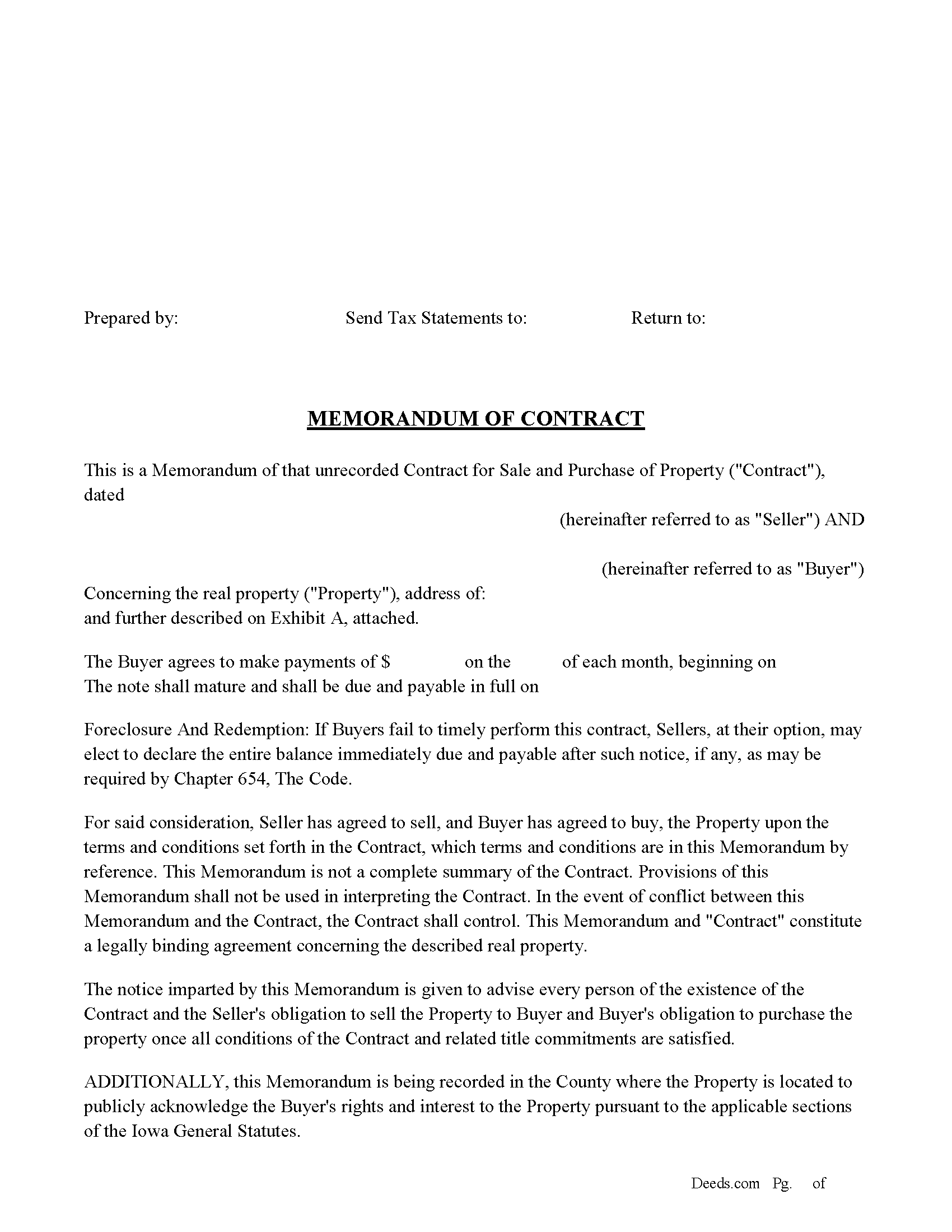 Memorandum of Contract